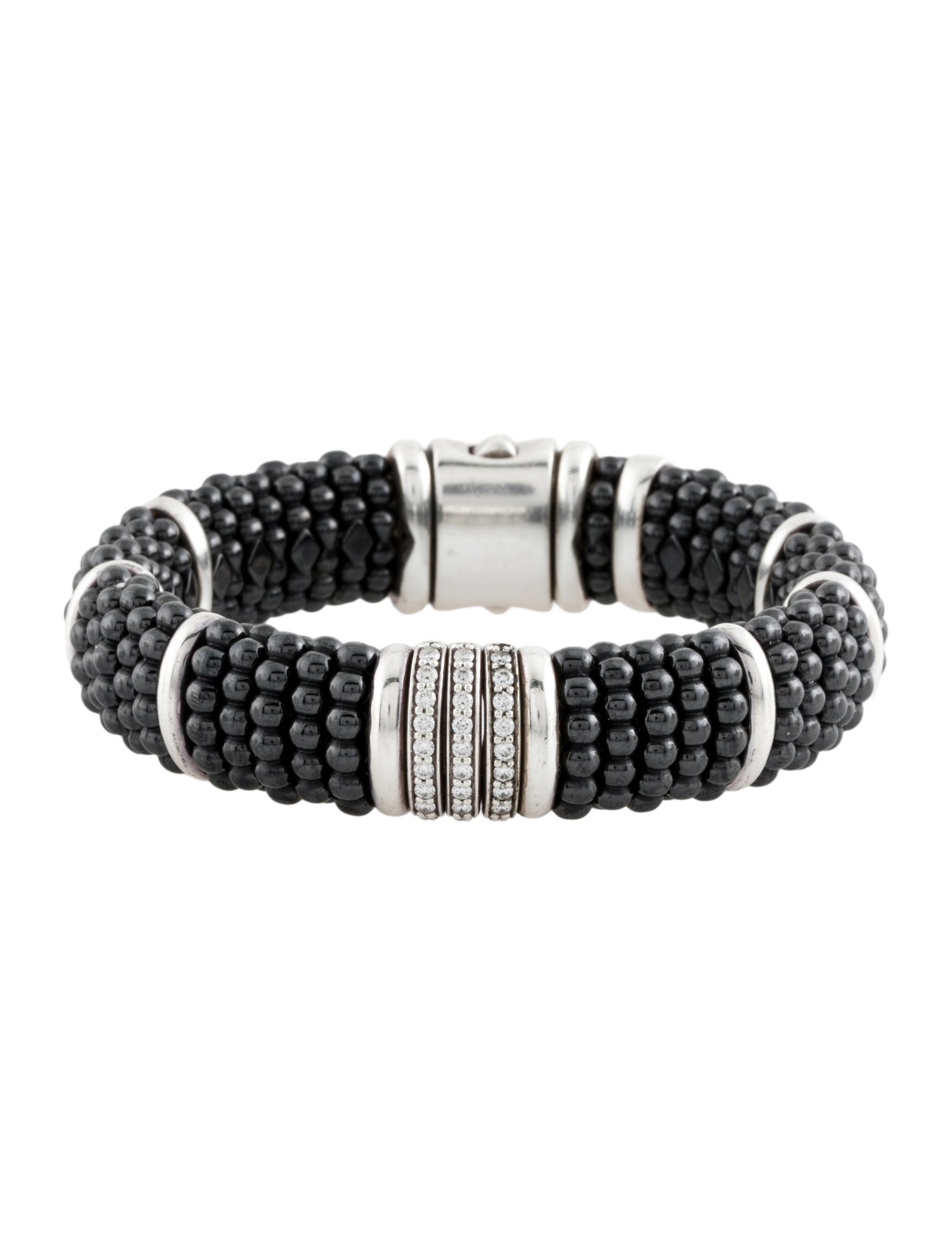 Lagos Ceramic & Diamond Three Station Bracelet
