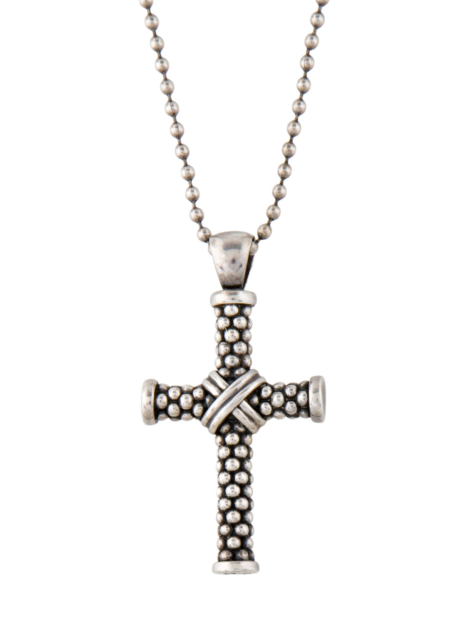 Lagos Anthem Caviar Beaded X Cross Amulet Necklace