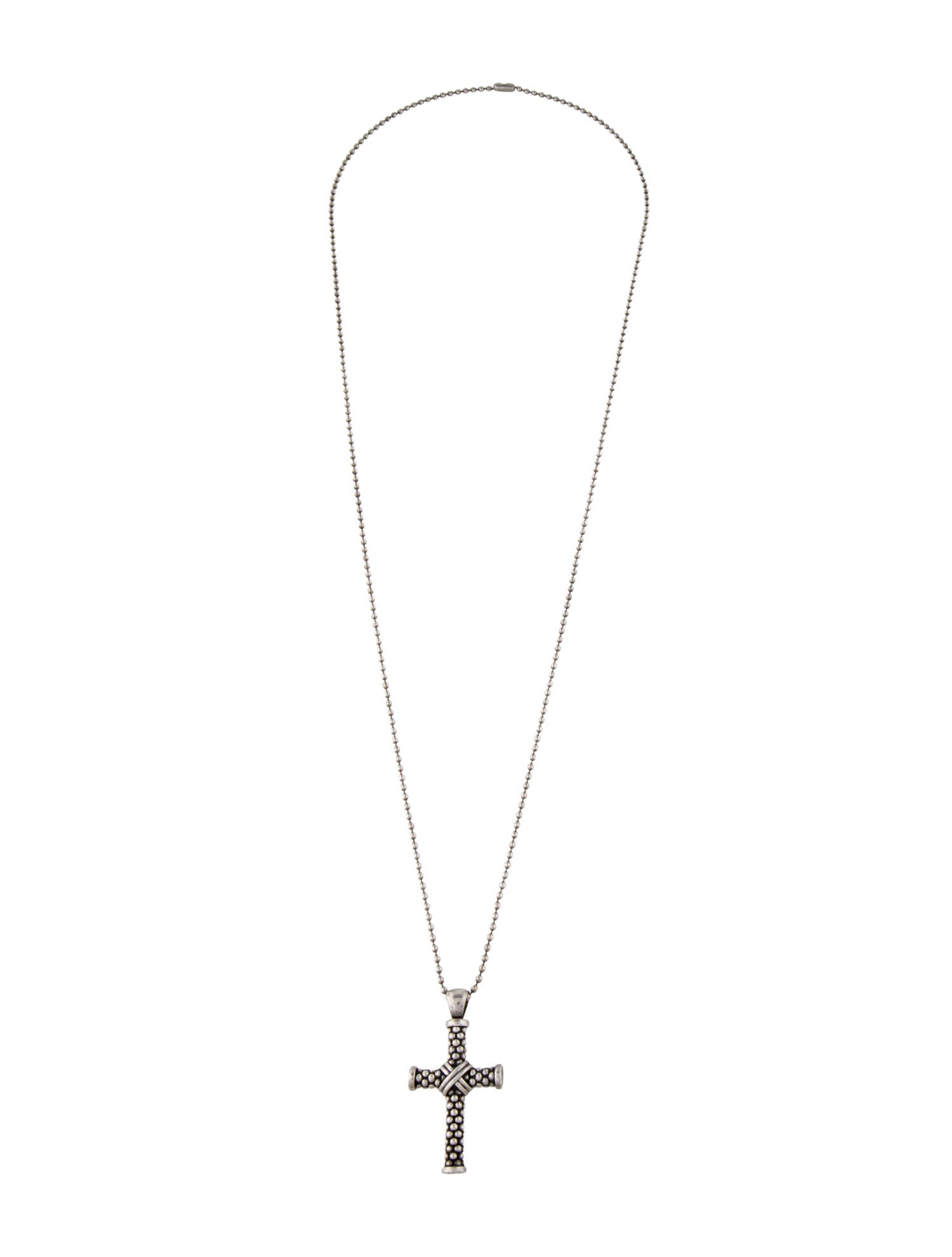 Lagos Anthem Caviar Beaded X Cross Amulet Necklace