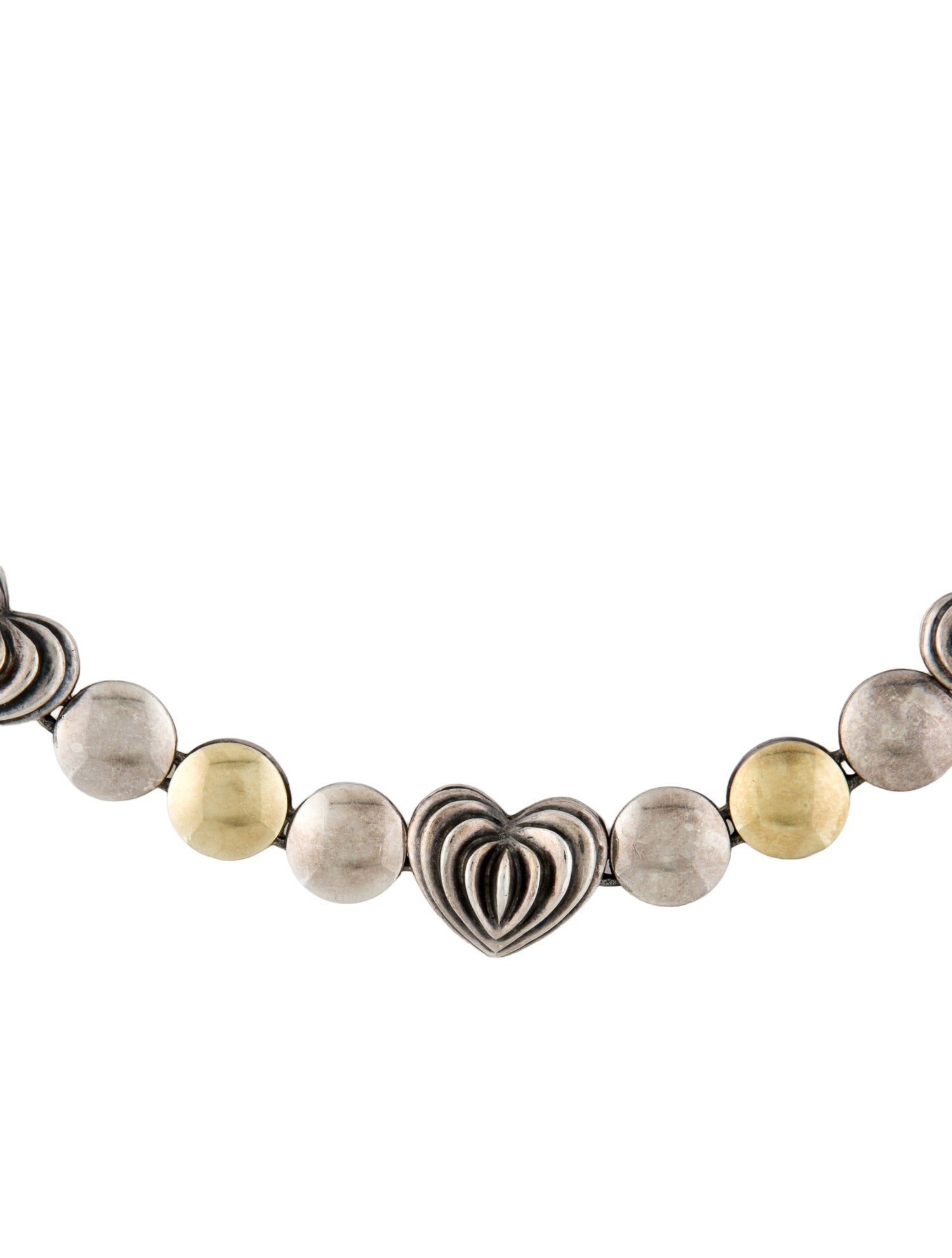 Lagos Vintage Two-Tone Fluted Heart Collar Necklace