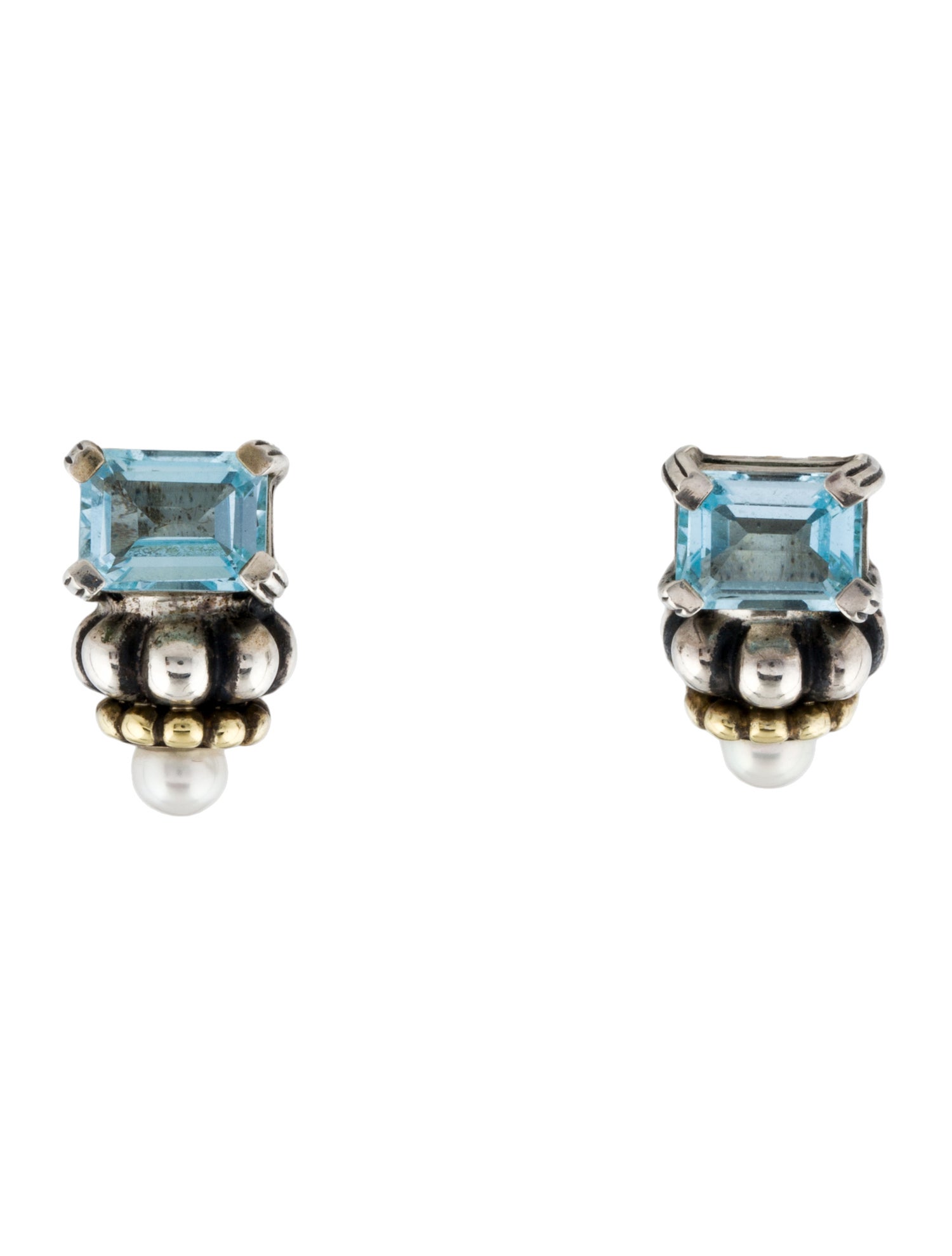 Lagos Pearl & Topaz Glacier Earclips