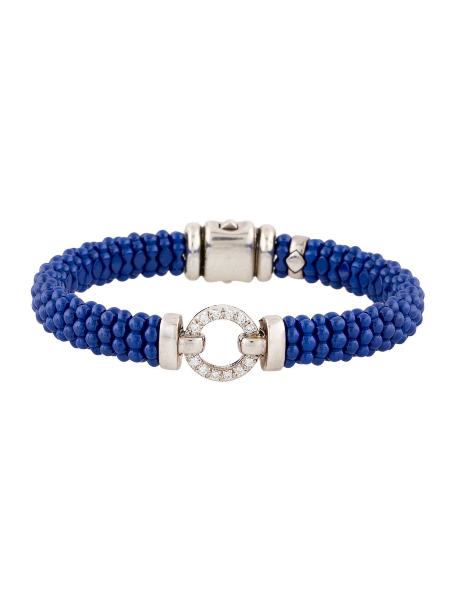 Lagos Diamond Ultramarine Ceramic Caviar Circle Bracelet