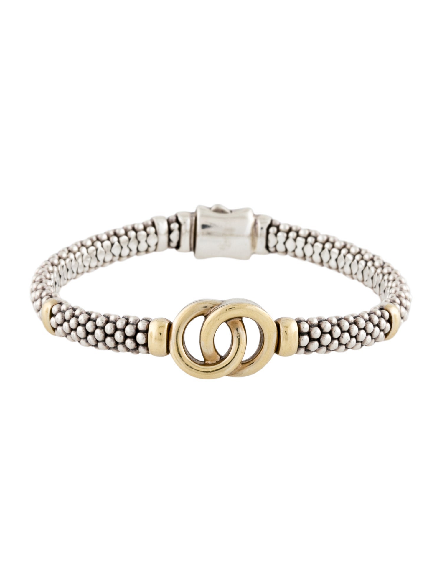 Lagos Two-Tone Interlocking Caviar Bracelet