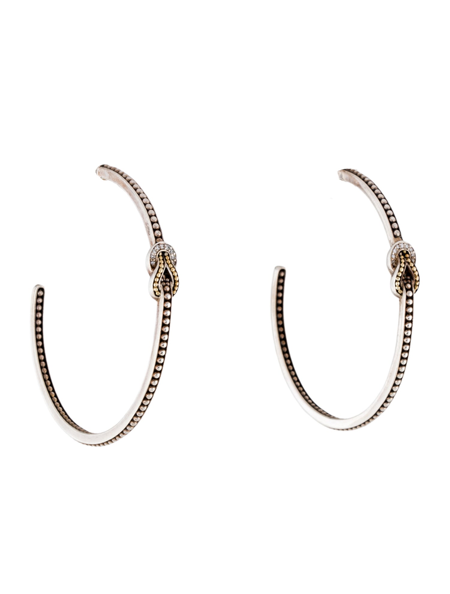 Lagos Diamond Two-Tone Knot Hoop Earrings