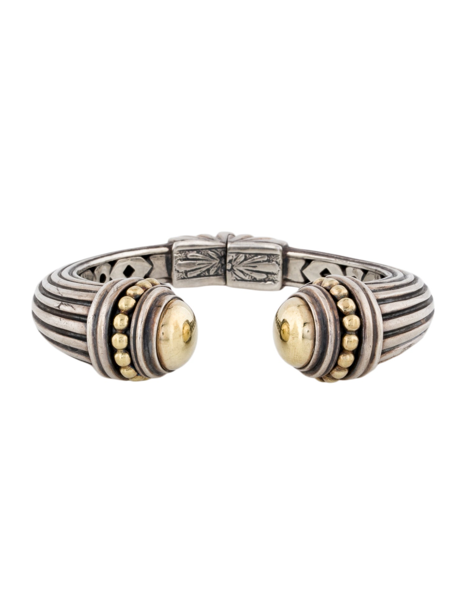 Lagos Vintage Two-Tone Signature Caviar Cuff Bracelet