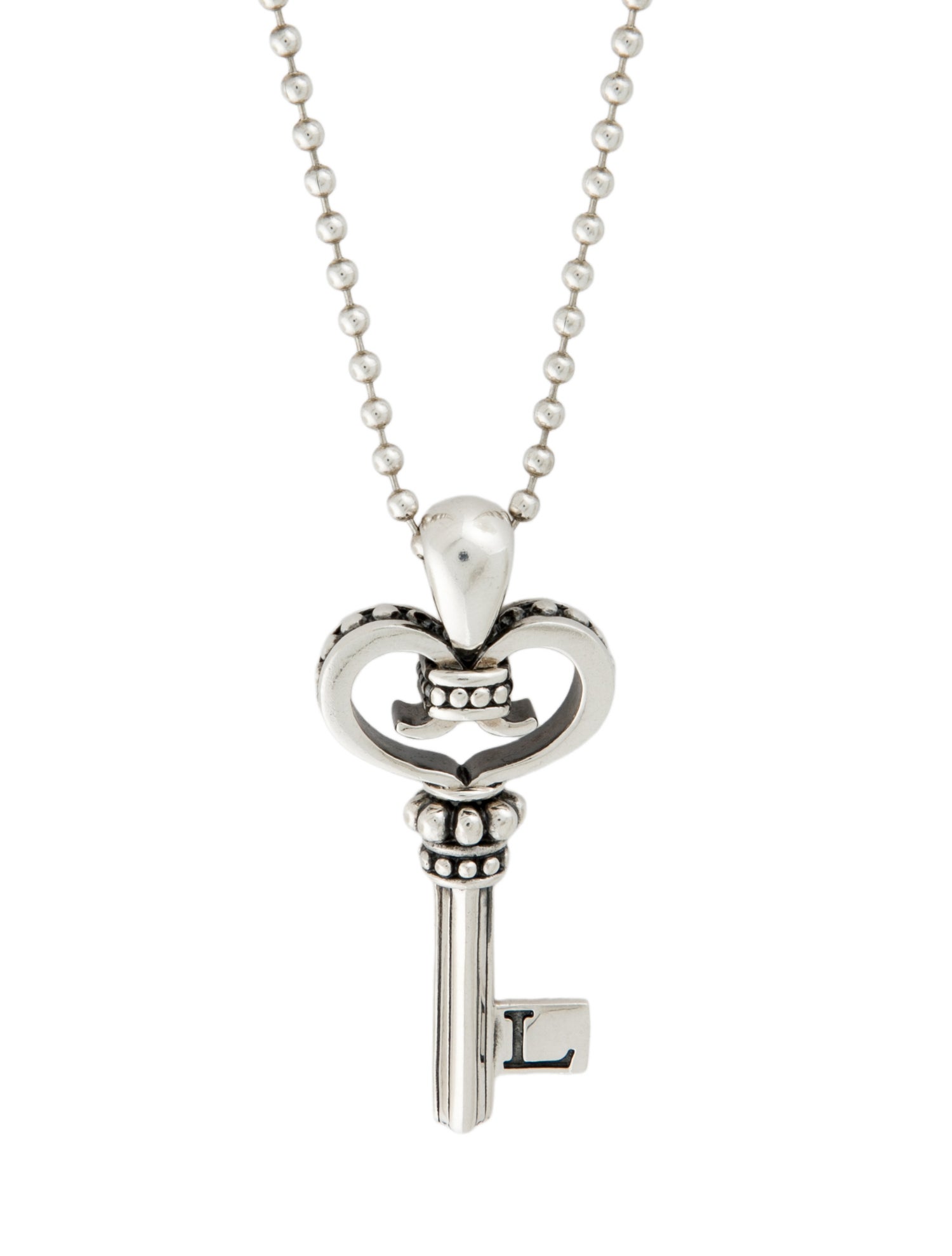 Lagos Key Pendant w/ Caviar Beaded Chain Necklace