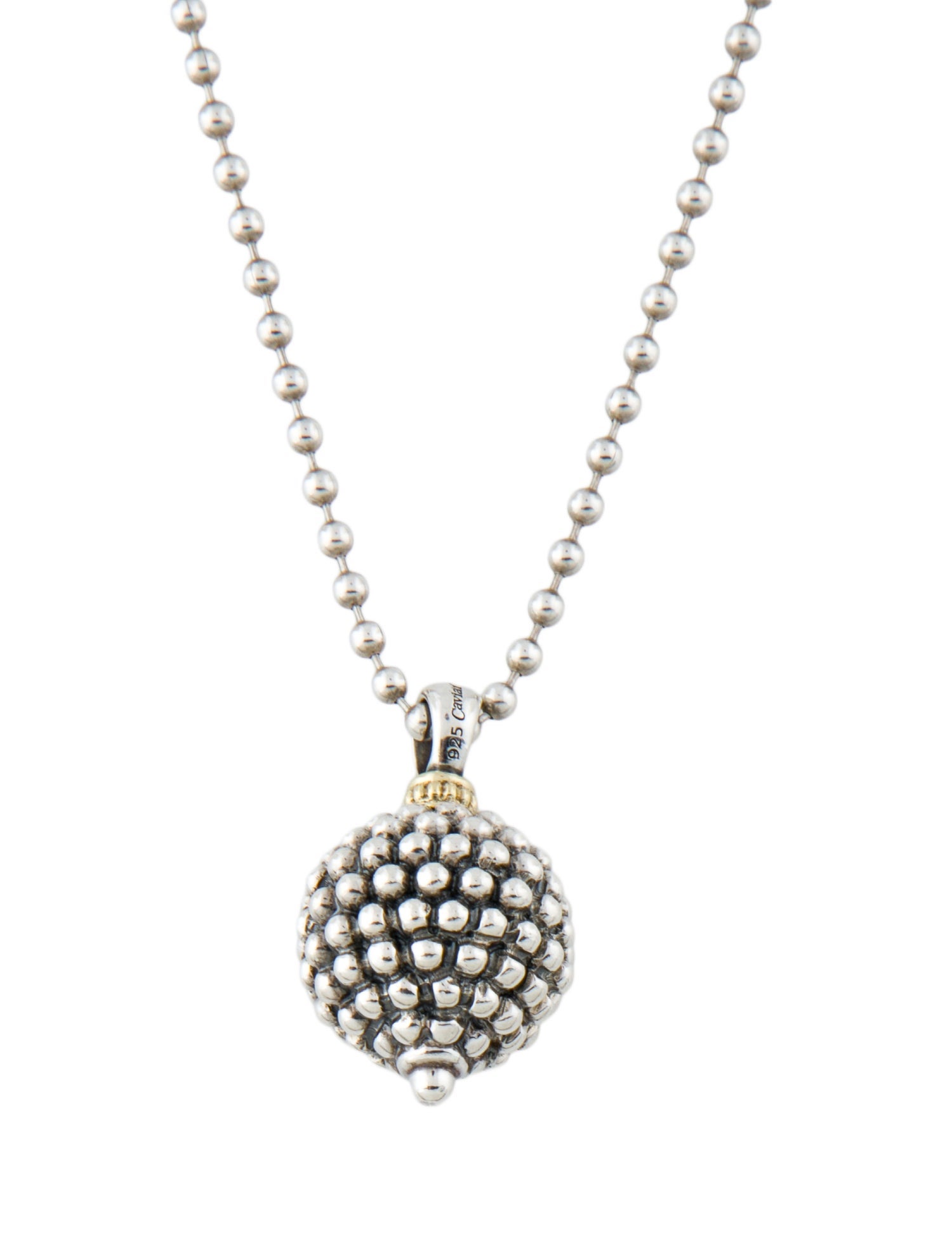 Lagos Two-Tone Caviar Ball Pendant Necklace