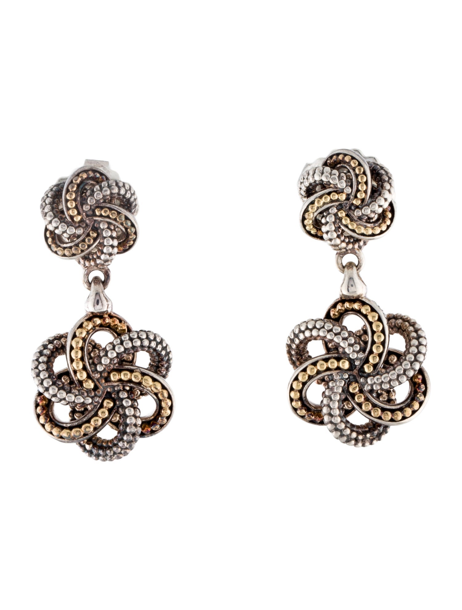 Lagos Two Tone Love Knot Drop Earrings