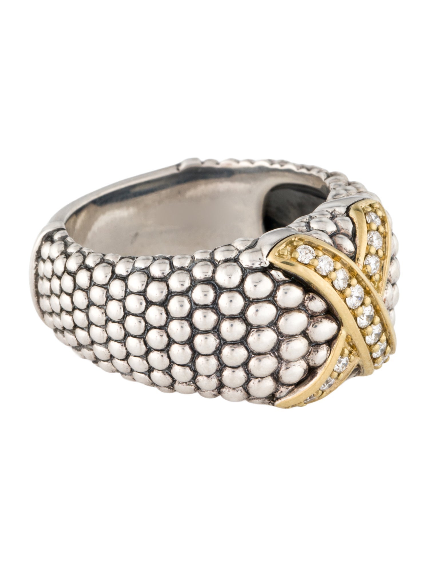 Lagos Diamond Two-Tone X Caviar Cocktail Ring