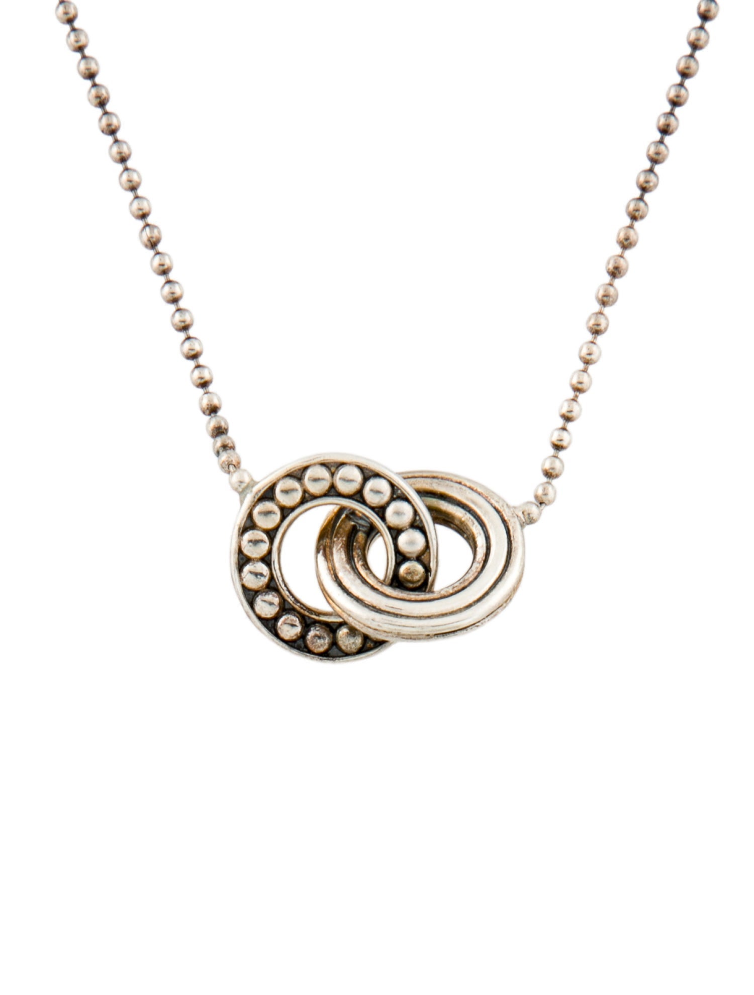 Lagos Two-Tone Enso Interlocking Circle Pendant Necklace