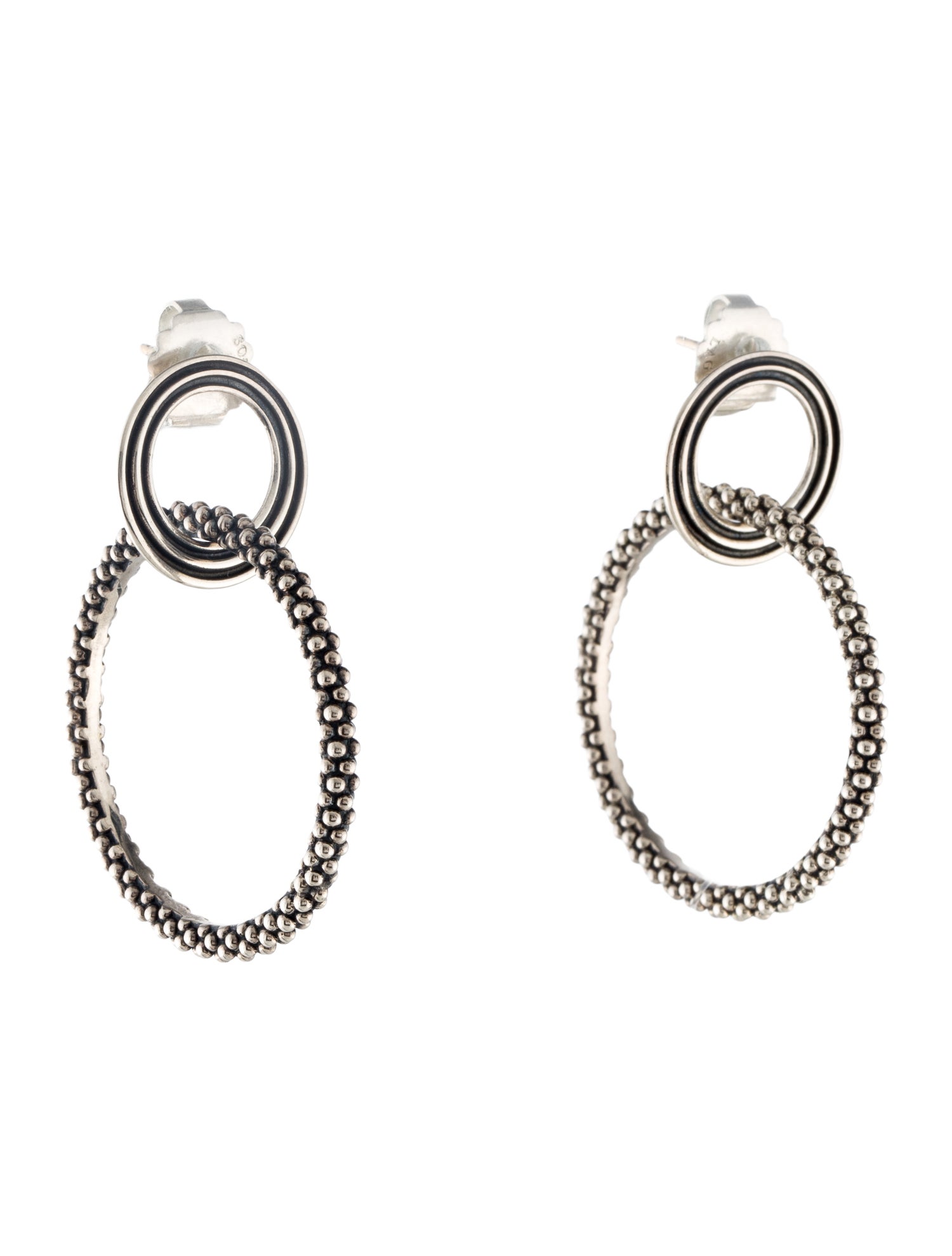 Lagos Signature Caviar Double Circle Drop Earrings