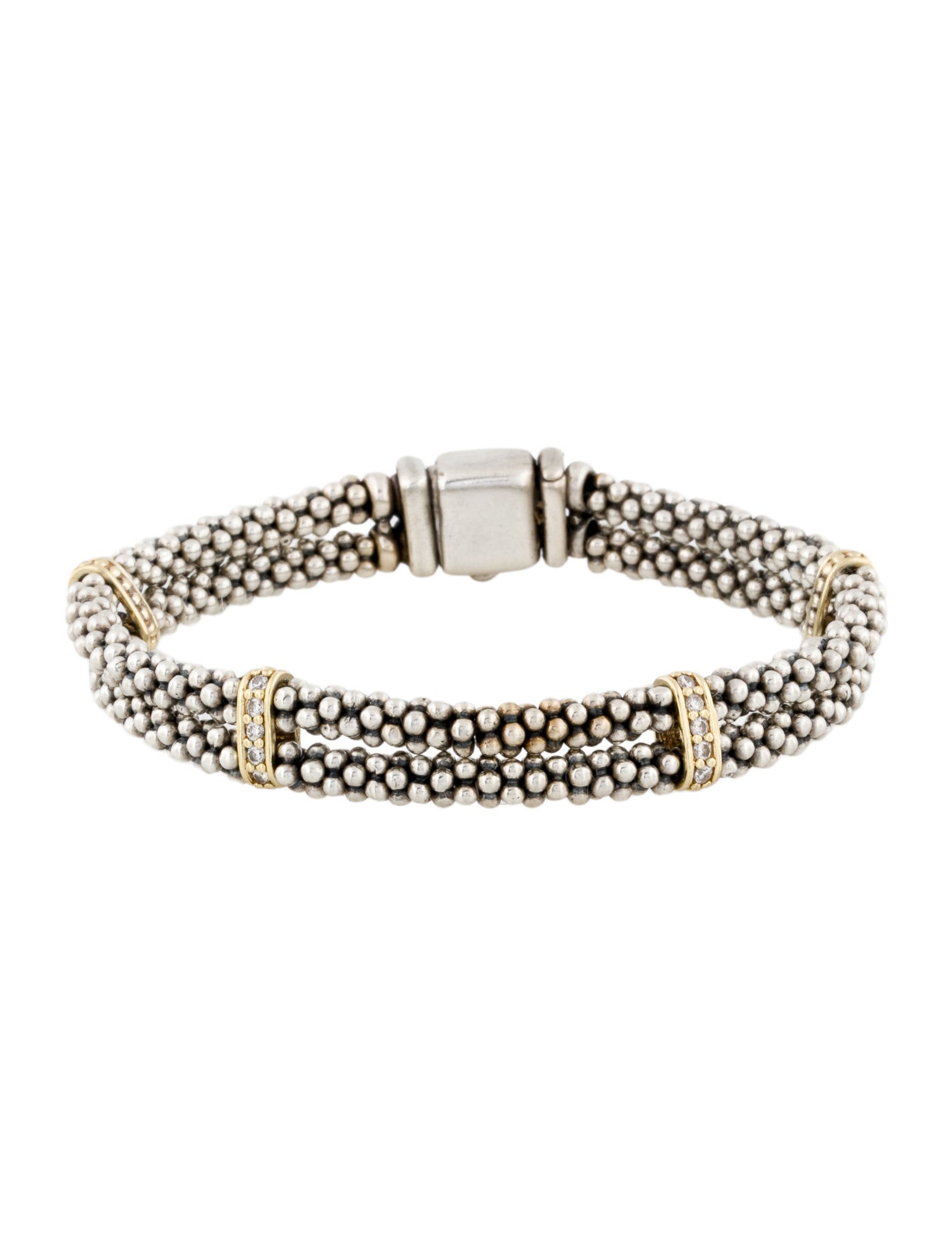 Lagos Diamond Station Caviar Lux Double Row Bracelet