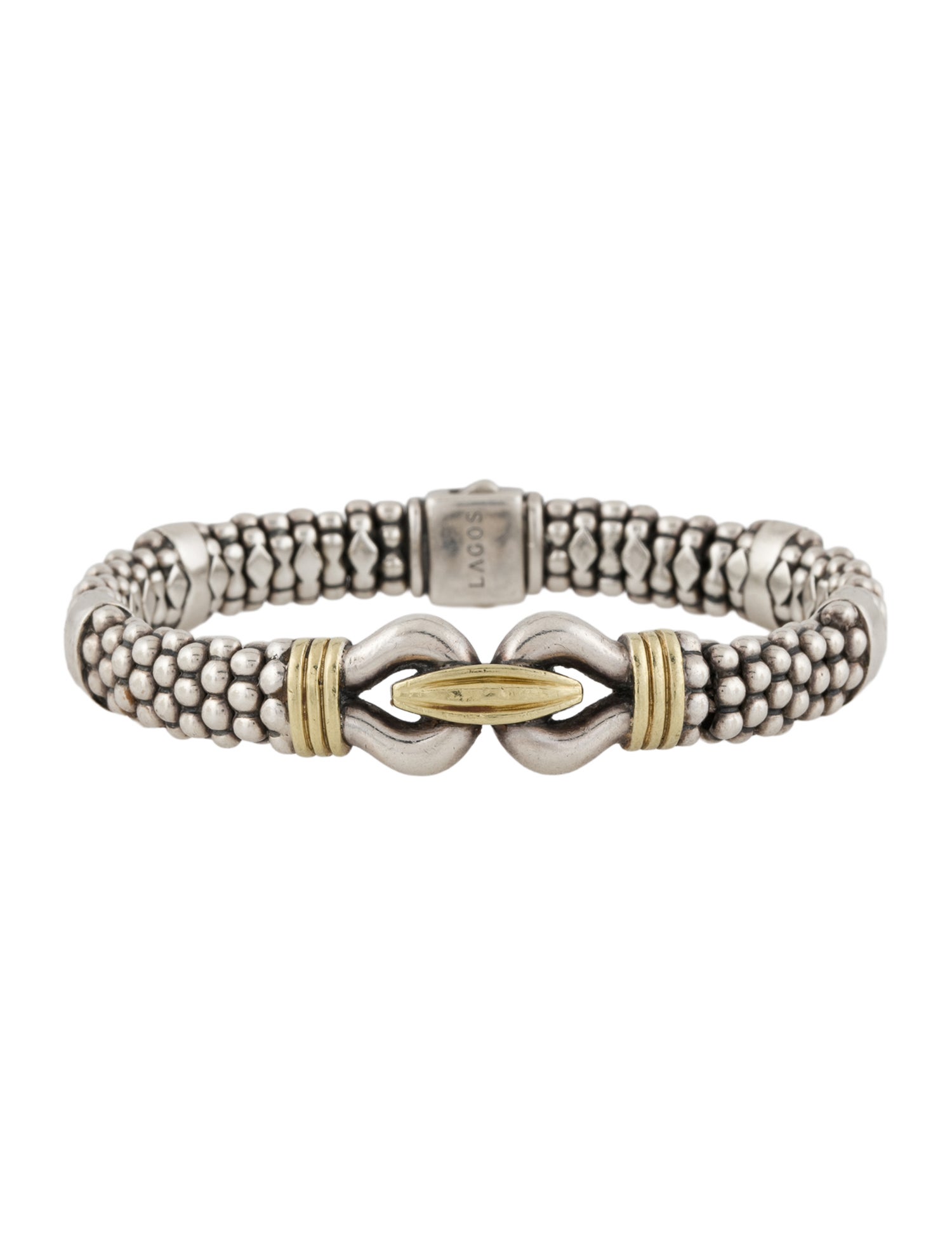 Lagos Two-Tone Caviar Buckle Bracelet
