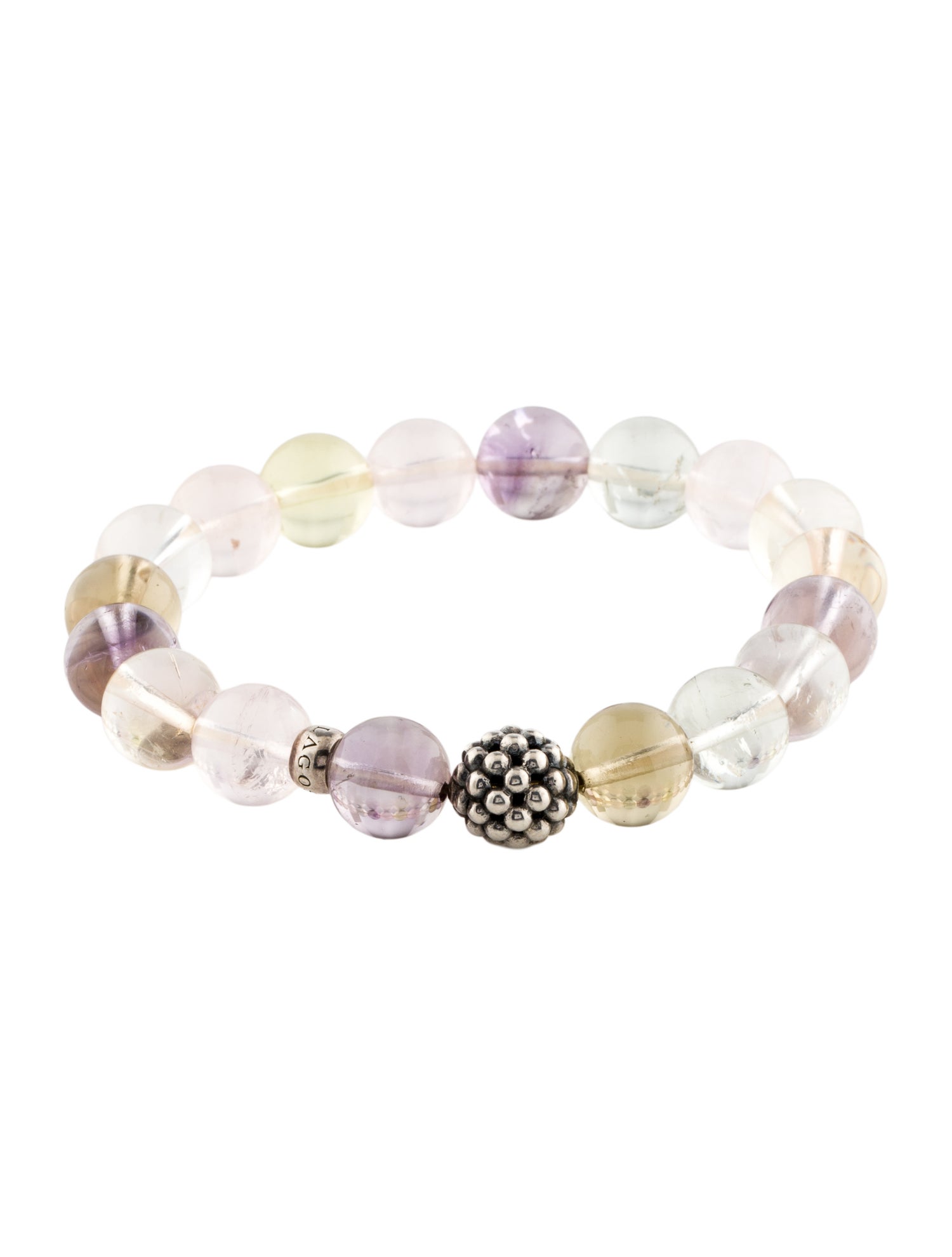 Lagos Amethyst, Citrine, Quartz Maya Stretch Bead Strand Bracelet