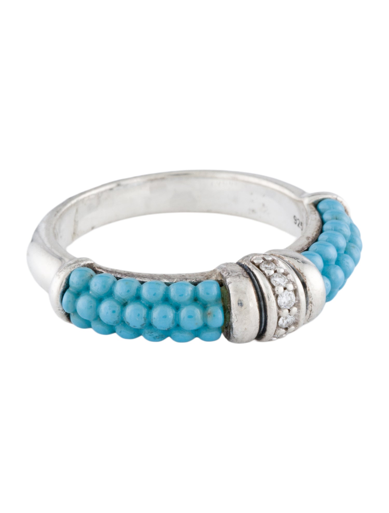 Lagos Ceramic & Diamond Caviar Stacking Ring