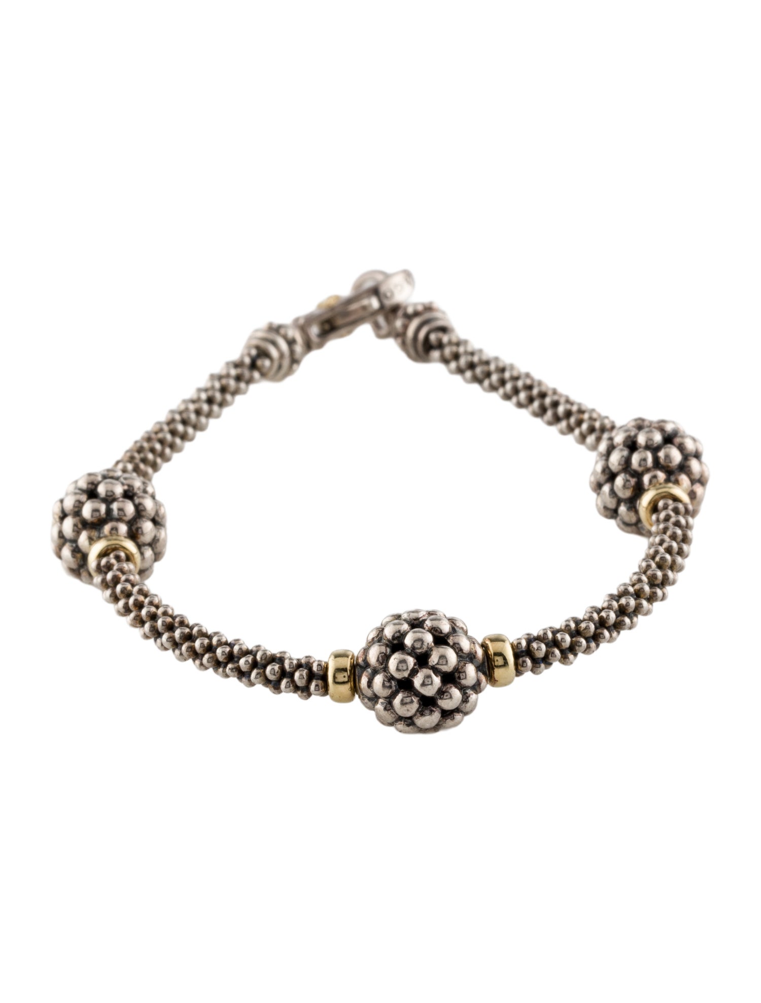 Lagos Three Station Caviar Beaded Bracelet