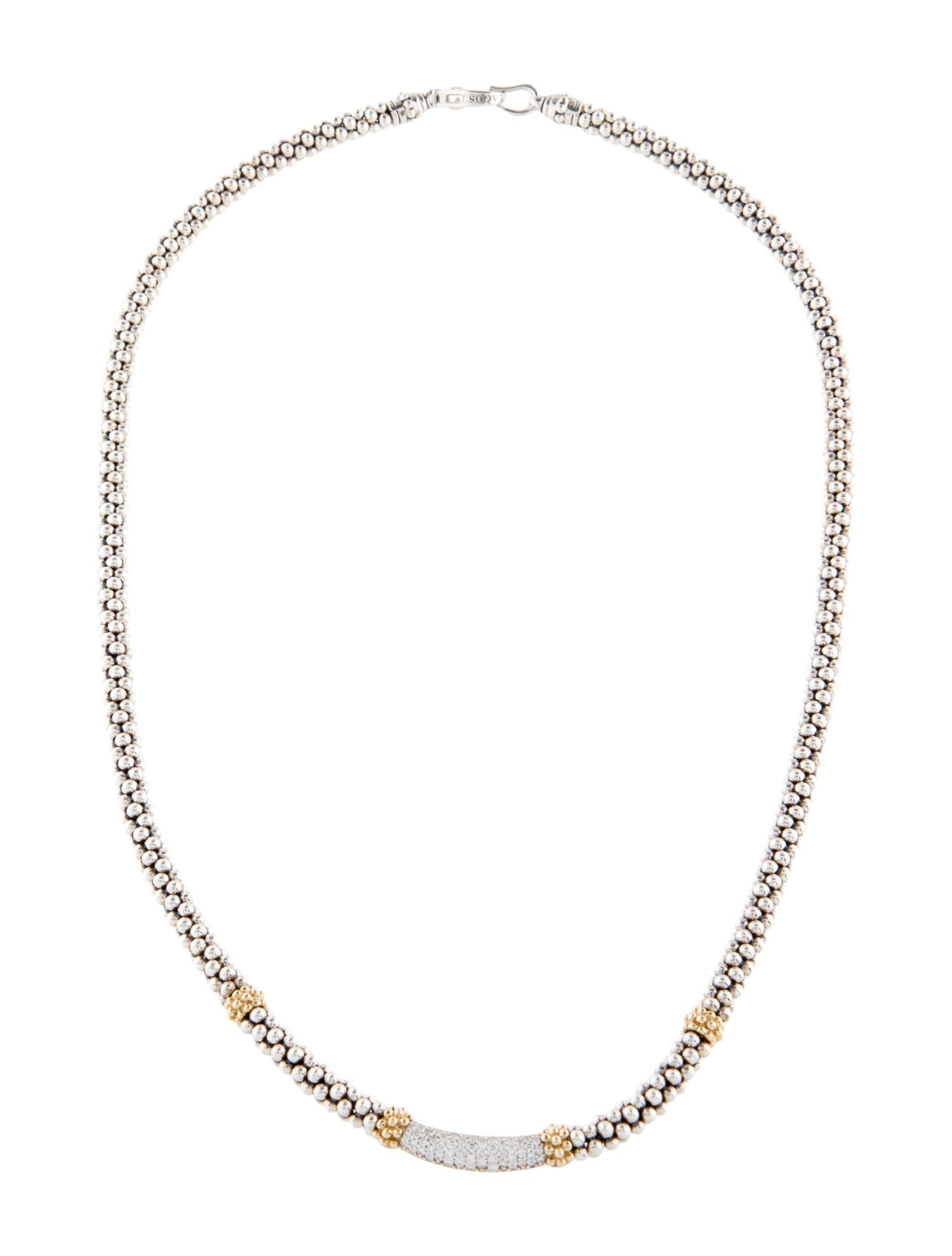 Lagos 14K Diamond Caviar Lux Necklace