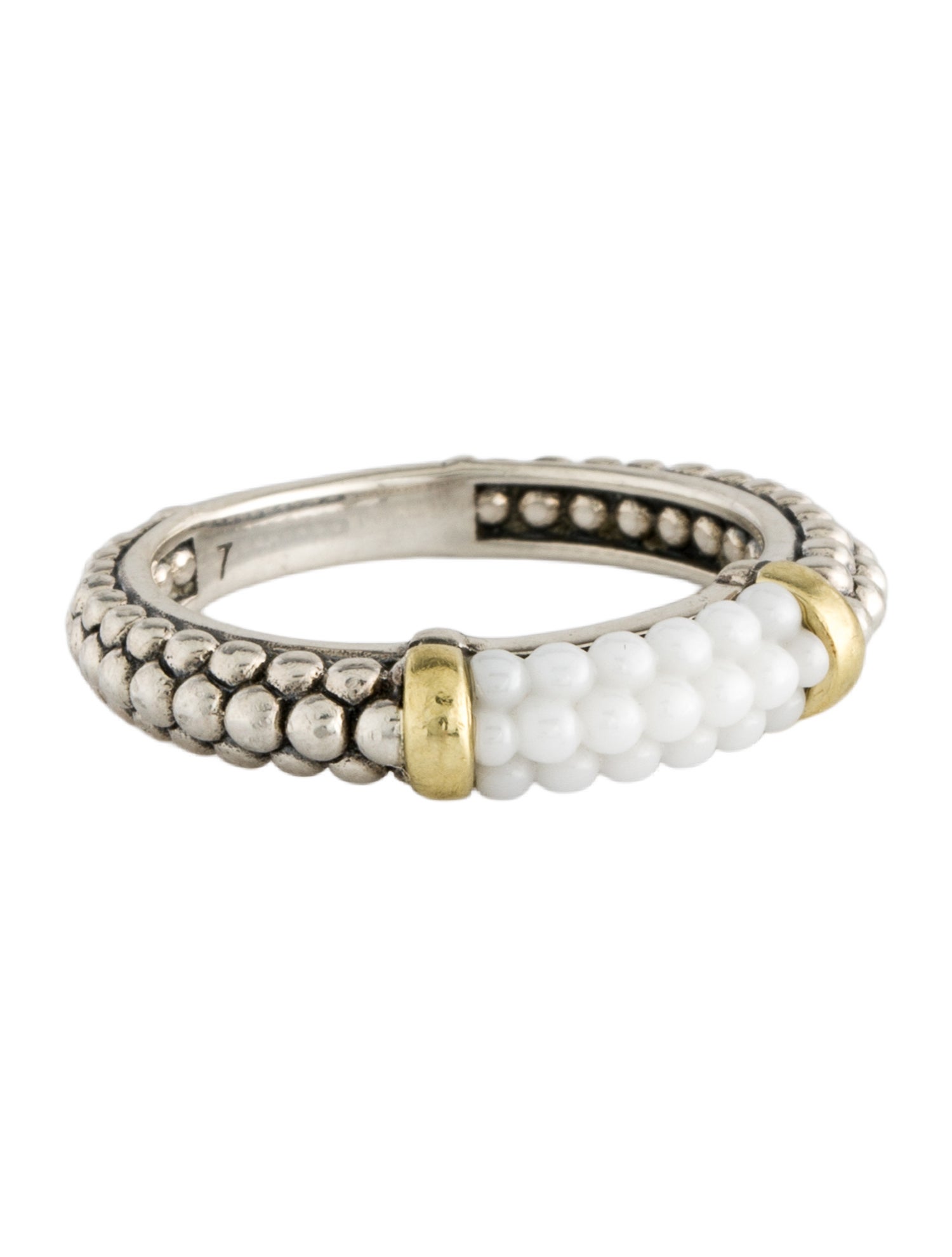 Lagos Two-Tone Ceramic Caviar Stacking Ring