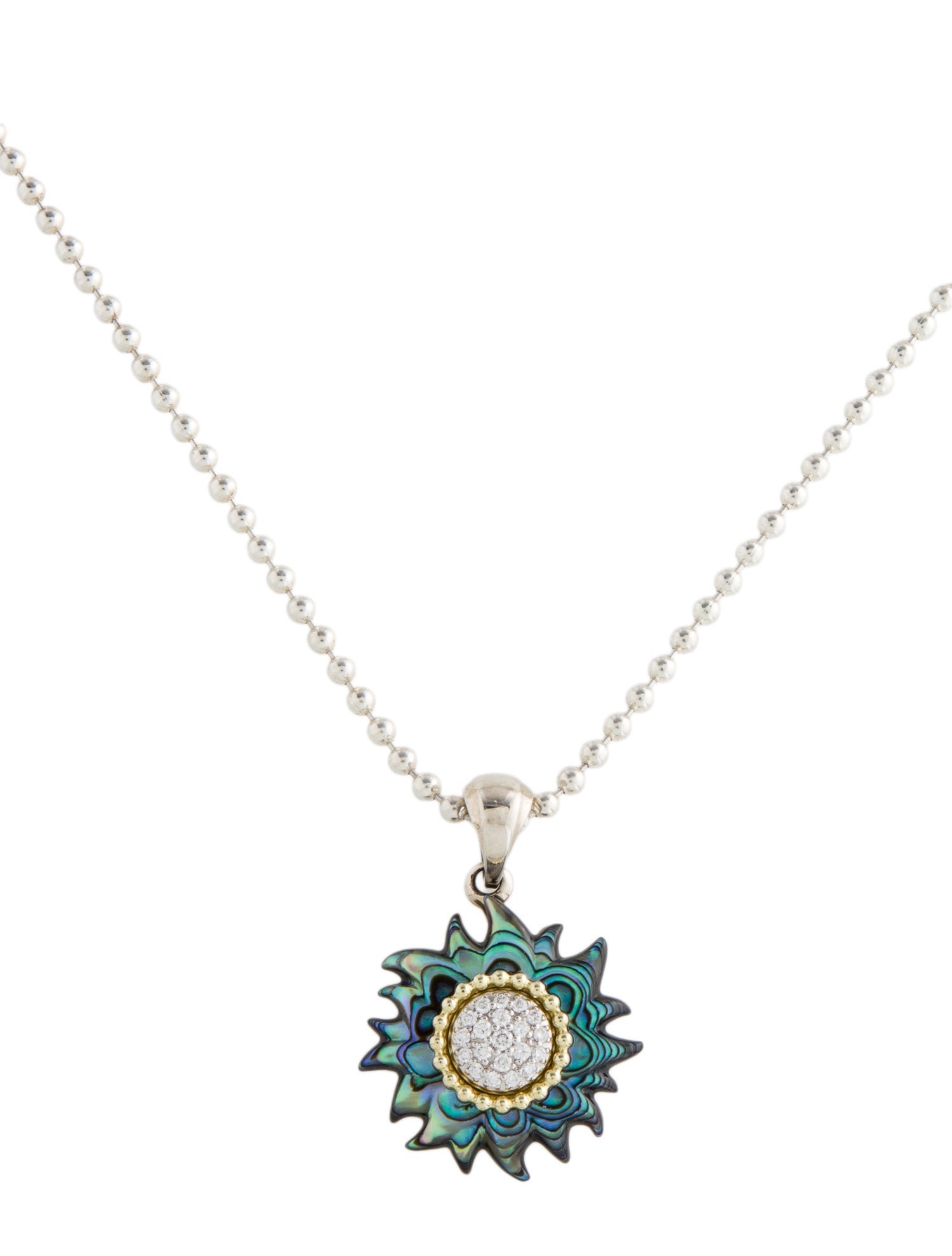 Lagos Abalone Shell & Diamond Sun Pendant Necklace