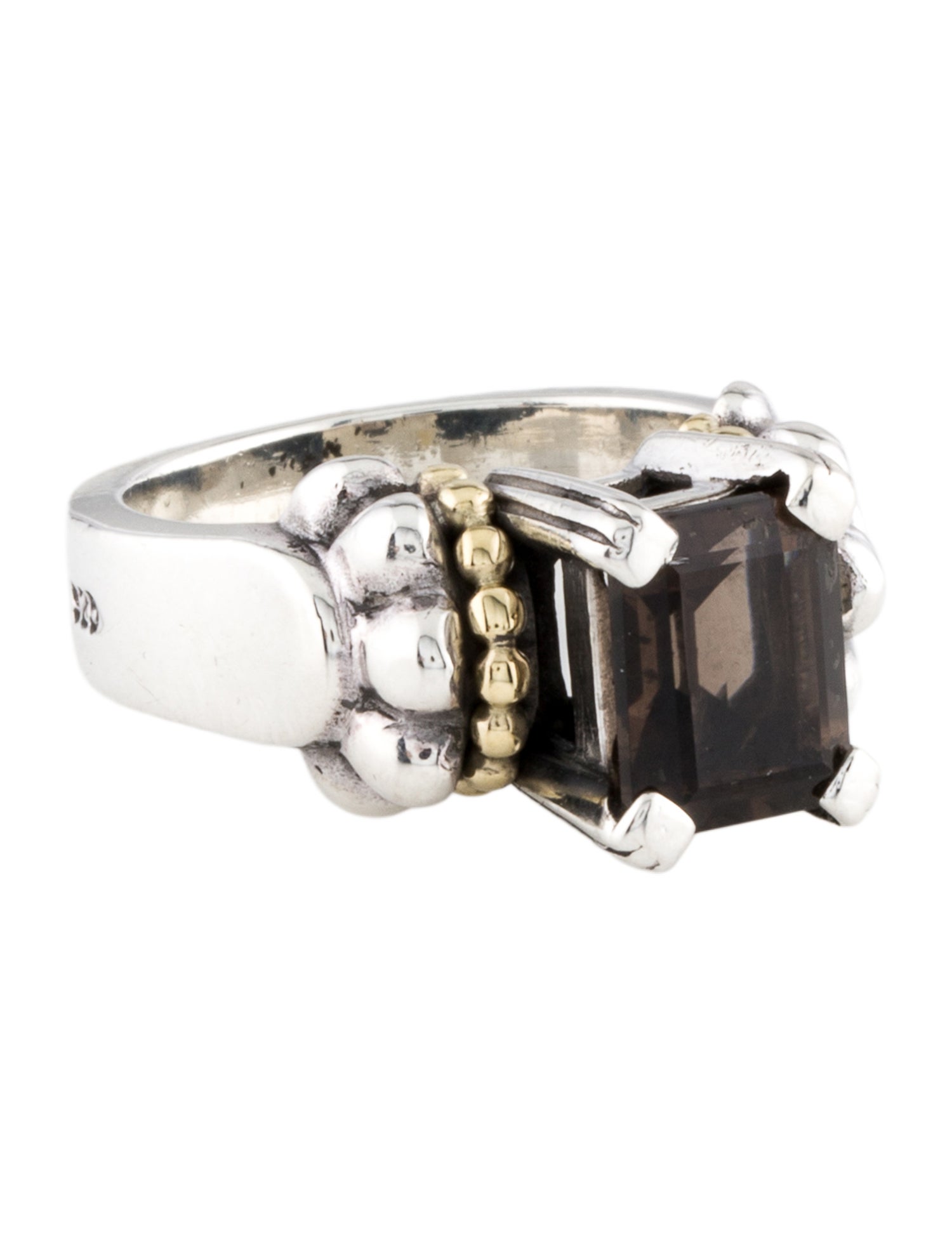 Lagos Smoky Quartz Caviar Cocktail Ring