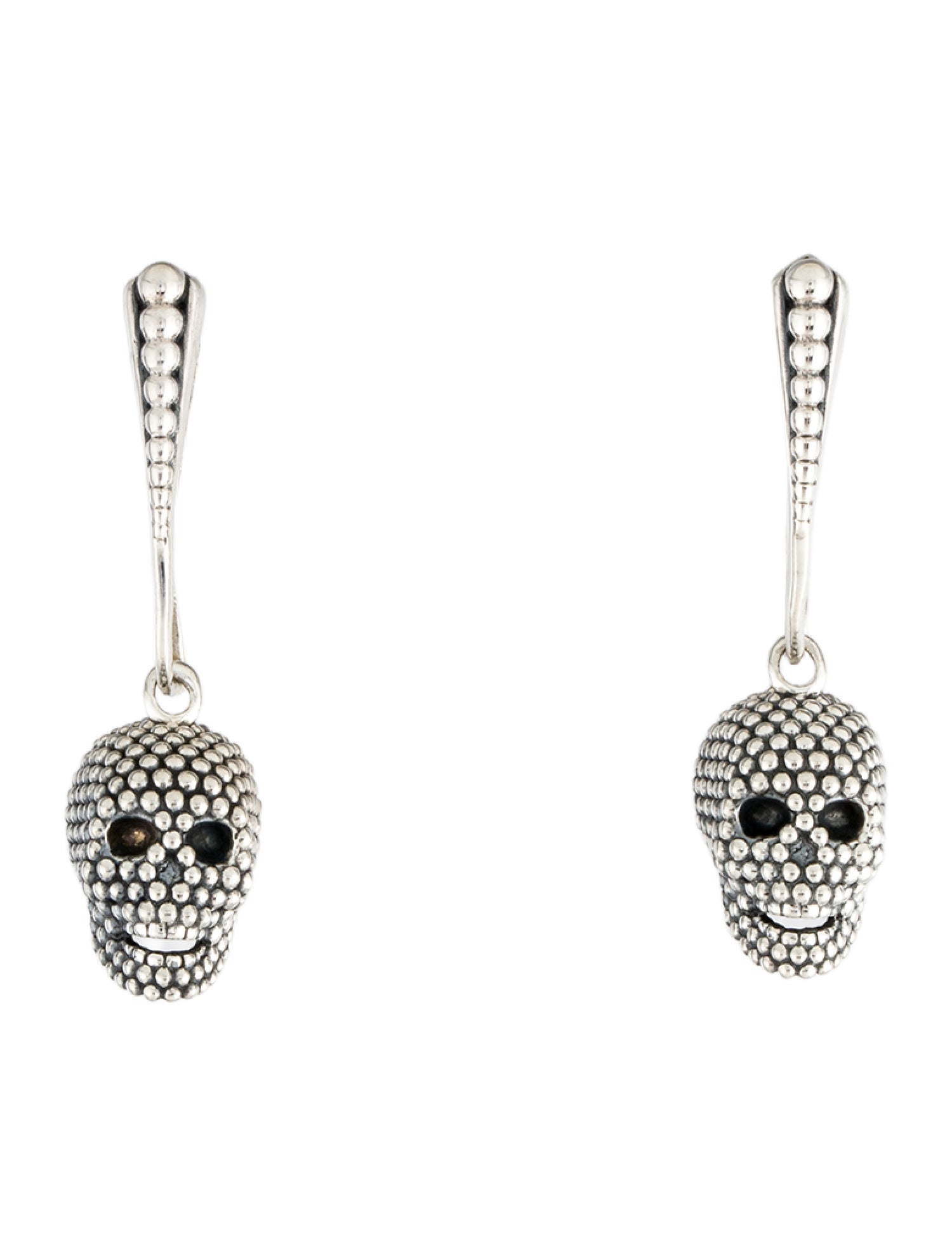 Lagos Caviar Beaded Skull Drop Earrings