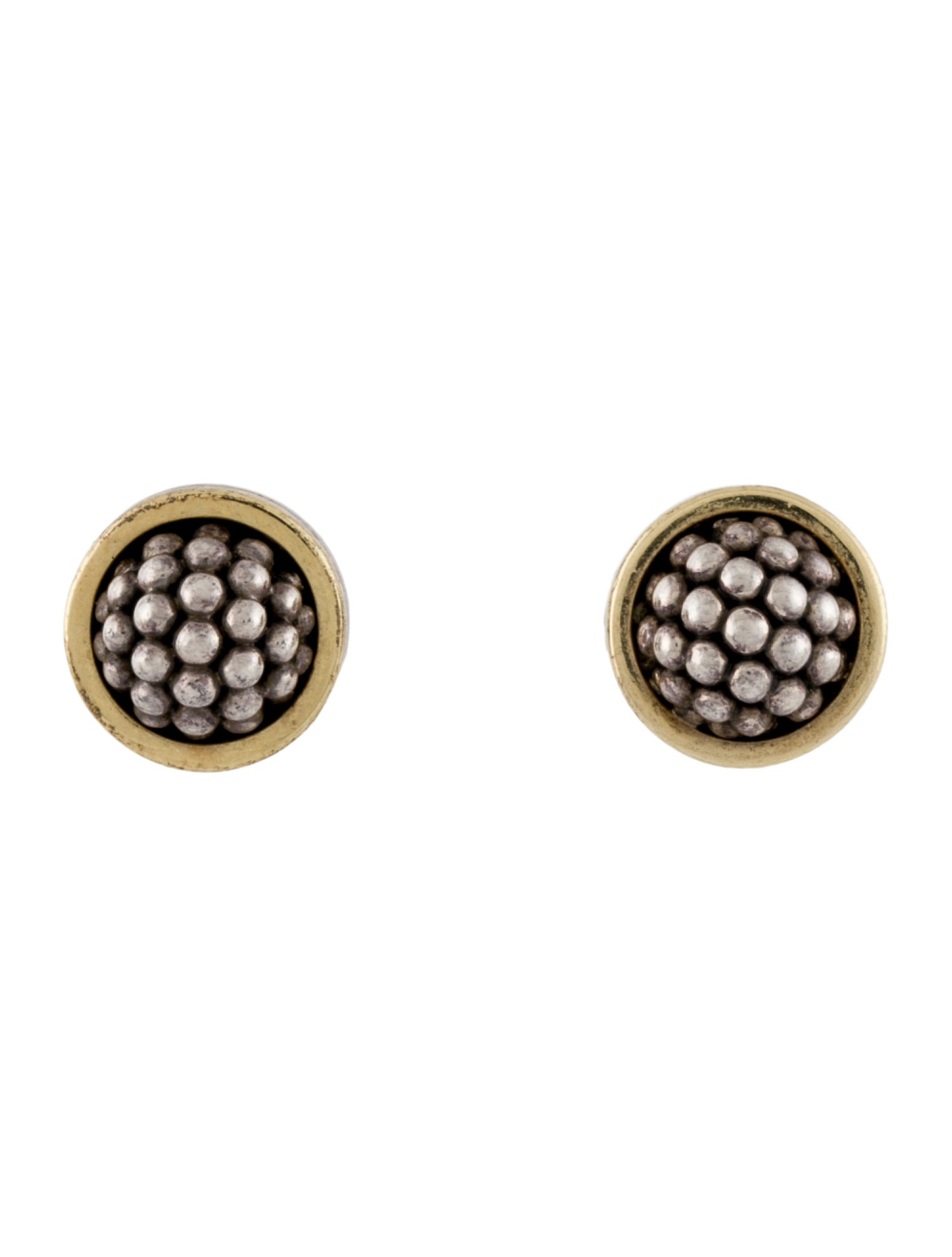 Lagos Two-Tone Caviar Stud Earrings