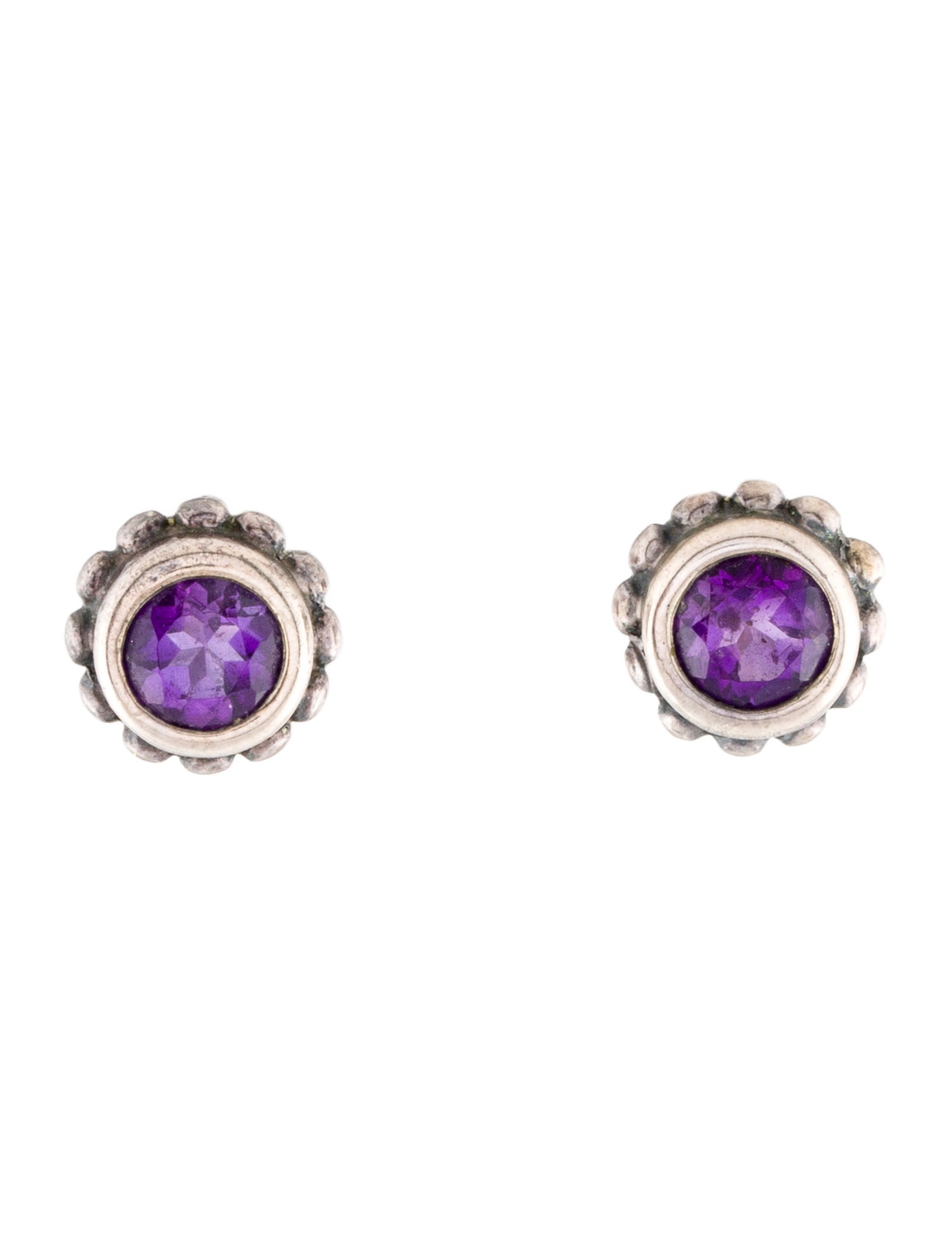 Lagos Amethyst Caviar Stud Earrings