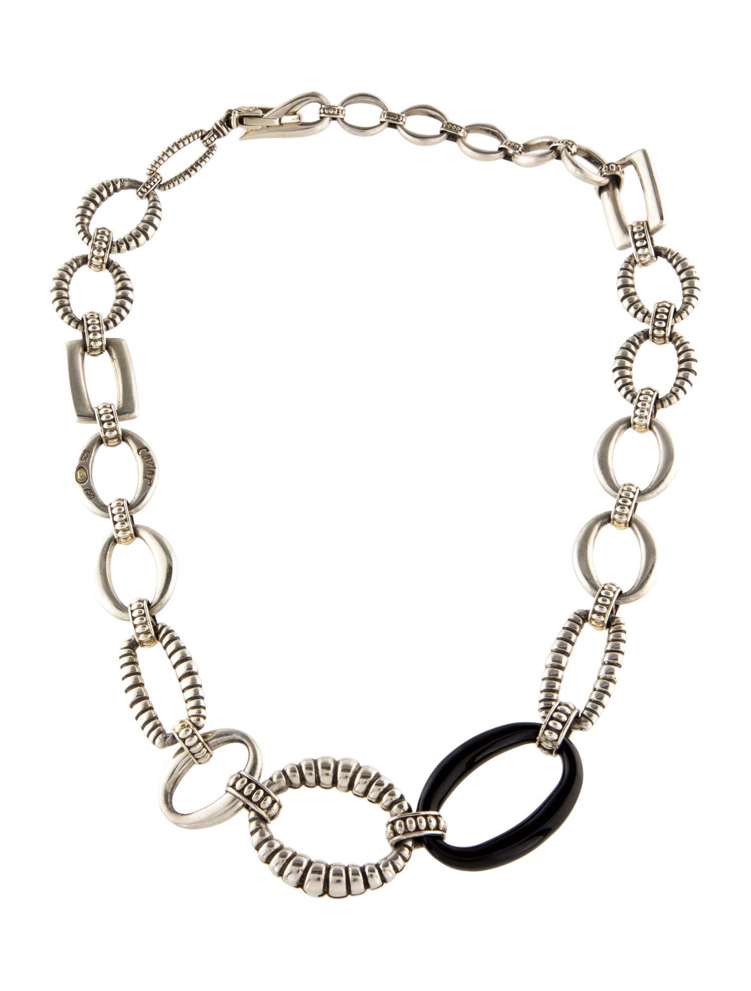 Lagos Onyx Caviar Meridian Link Collar Necklace