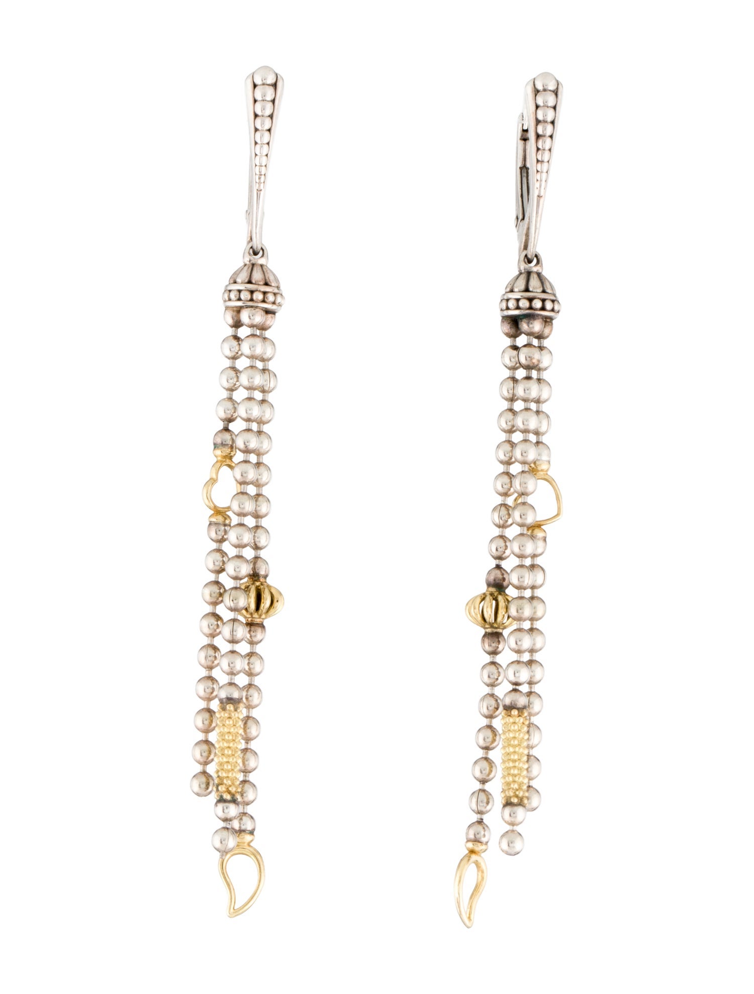Lagos Two-Tone Caviar Tassel Earrings
