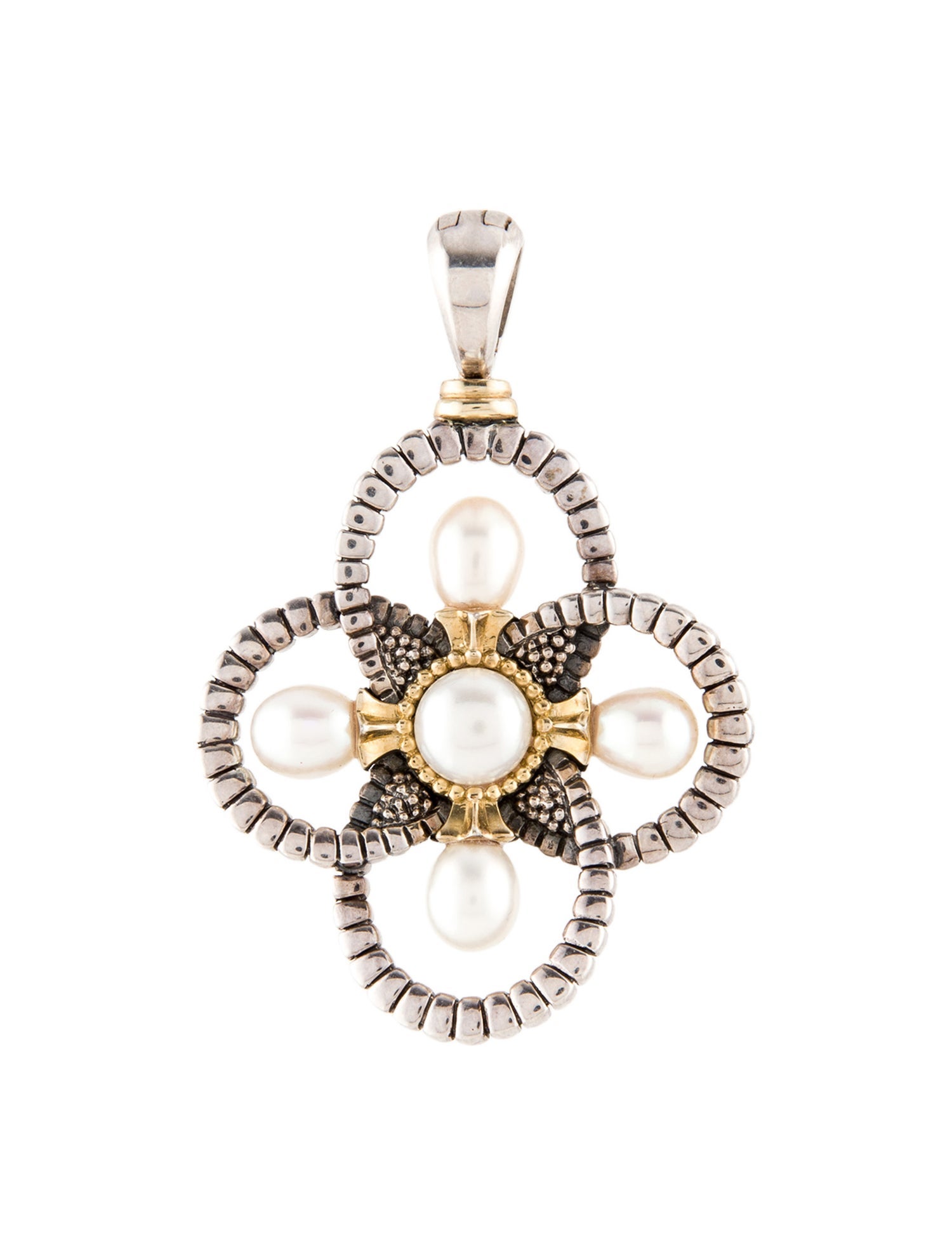 Lagos Pearl Quatrefoil Enhancer Pendant
