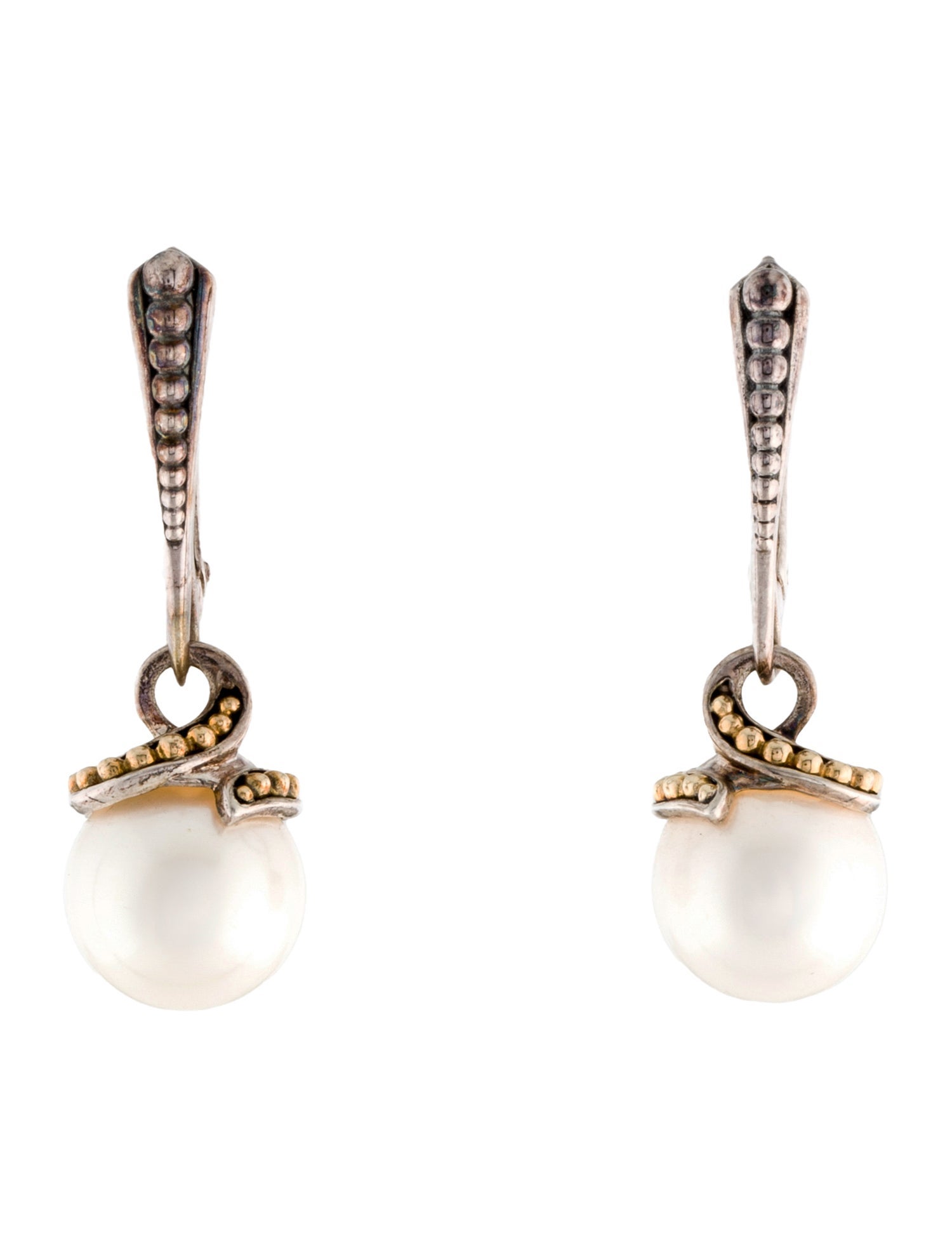 Lagos Pearl Drop Two-Tone Earrings