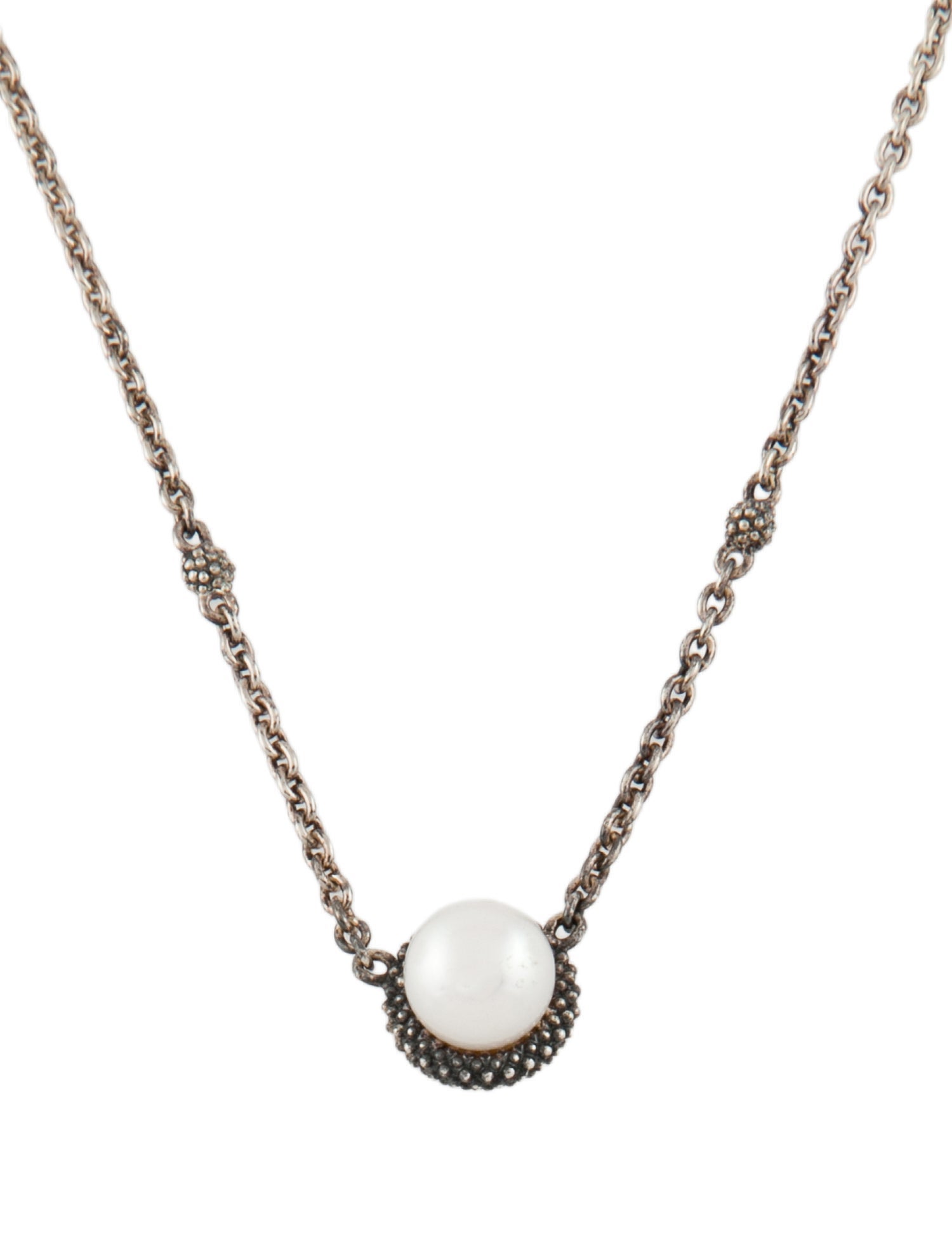 Lagos Pearl Luna Pendant Station Necklace