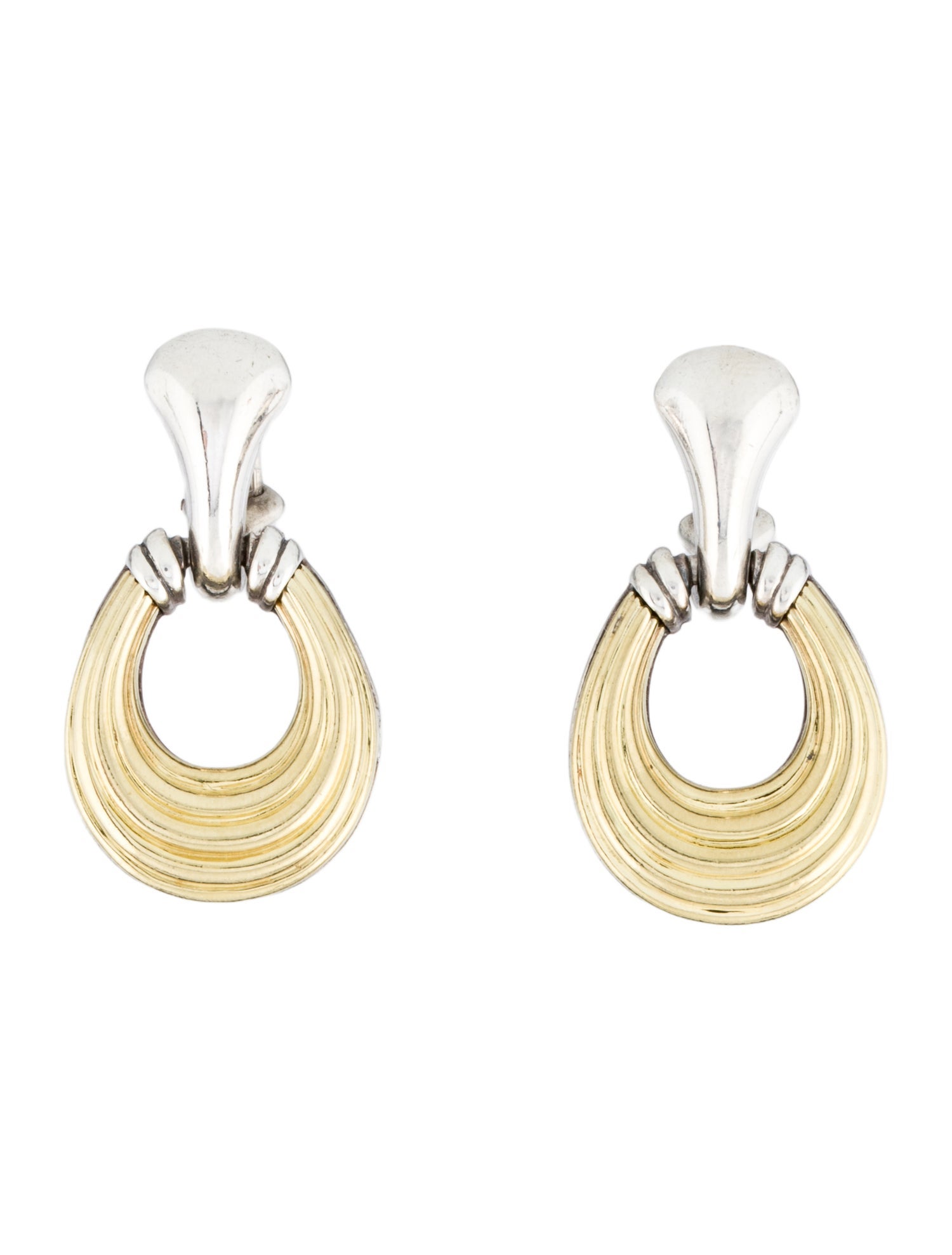 Lagos Two-Tone Doorknocker Drop Earclips