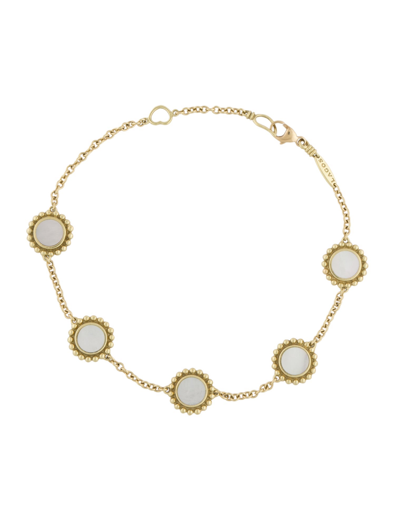Lagos 18K Five Station Round Mother of Pearl Bracelet