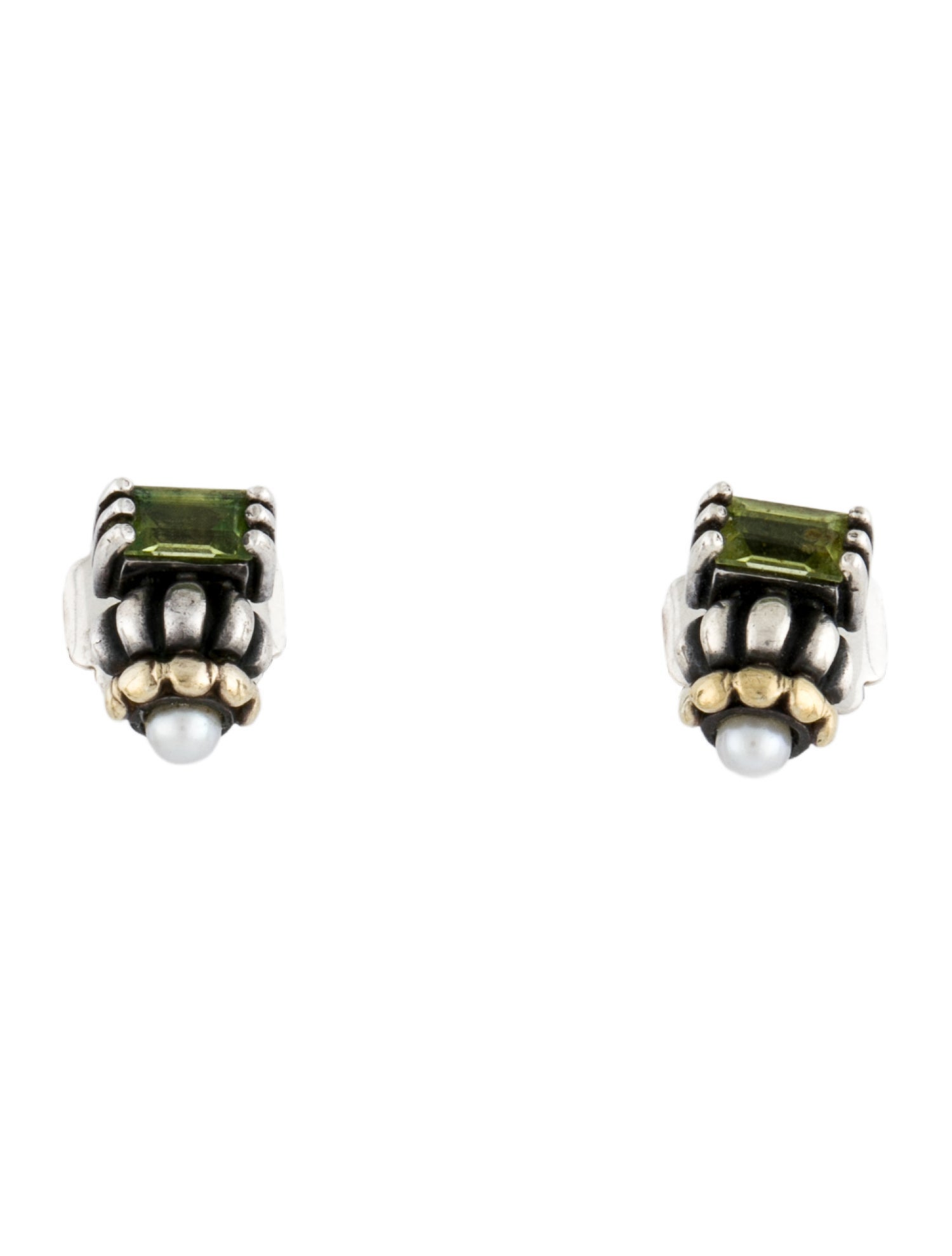 Lagos Pearl & Peridot Stud Earrings