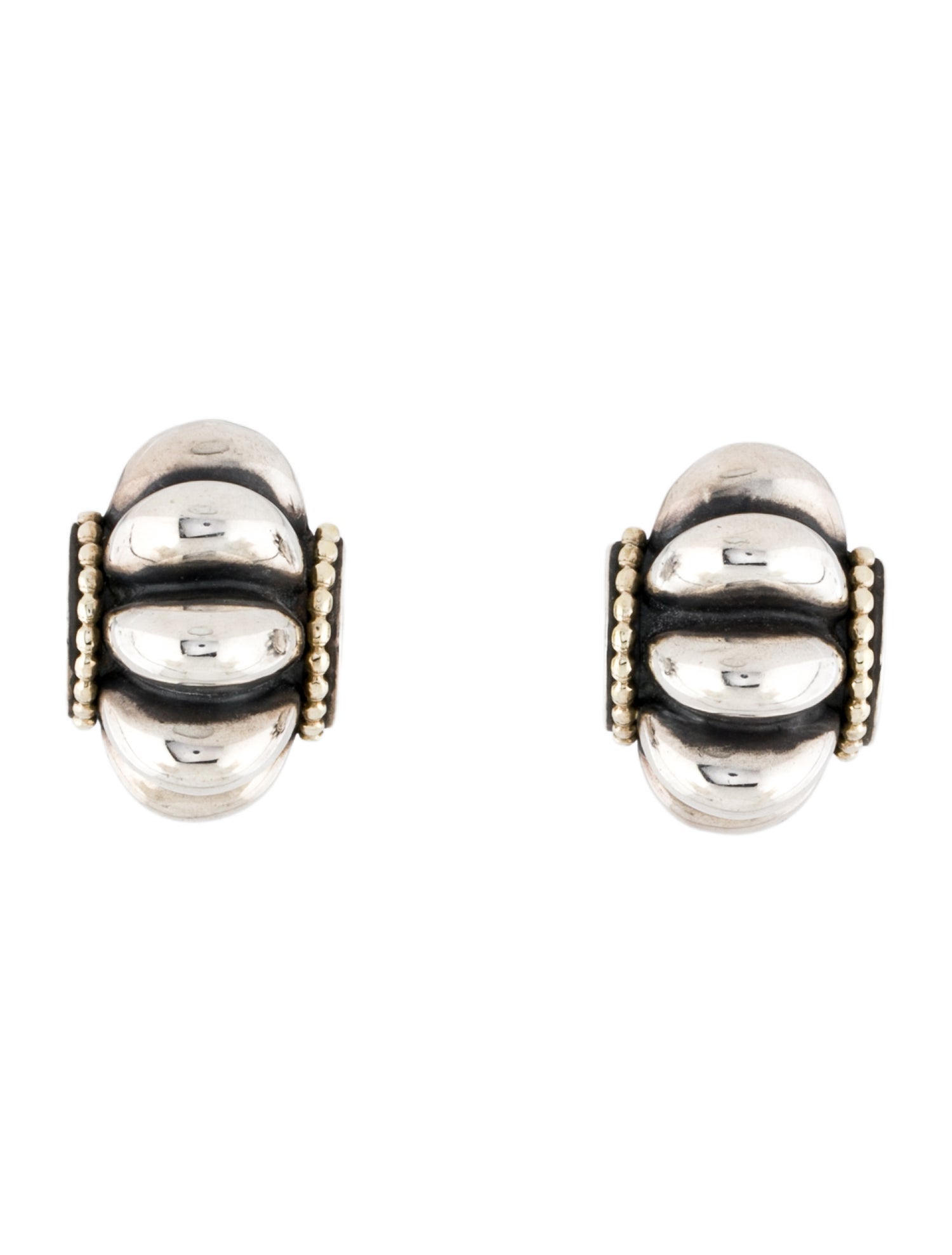 Lagos Two-Tone Fluted Earclip Earrings