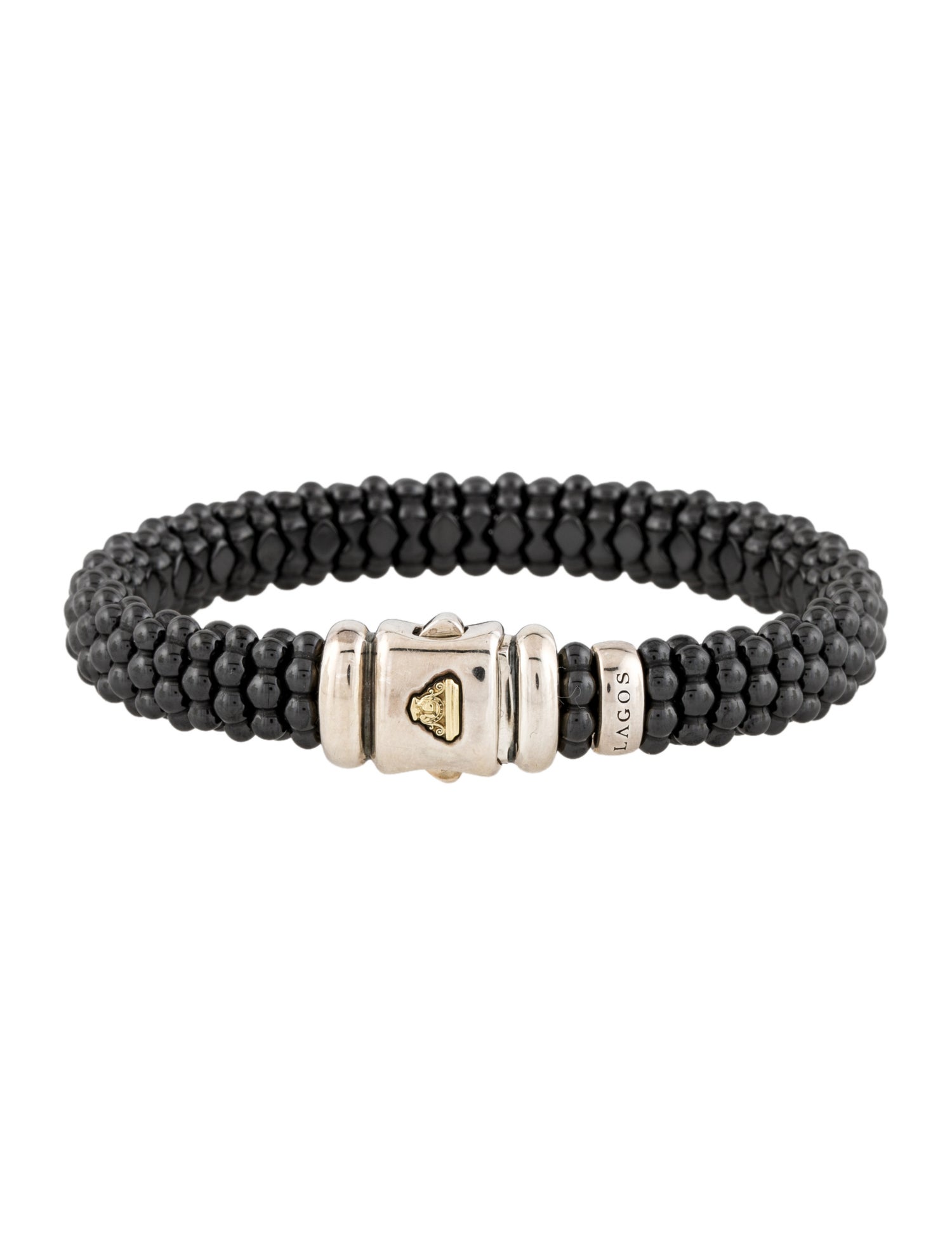 Lagos Two-Tone Black Ceramic Beaded Bracelet