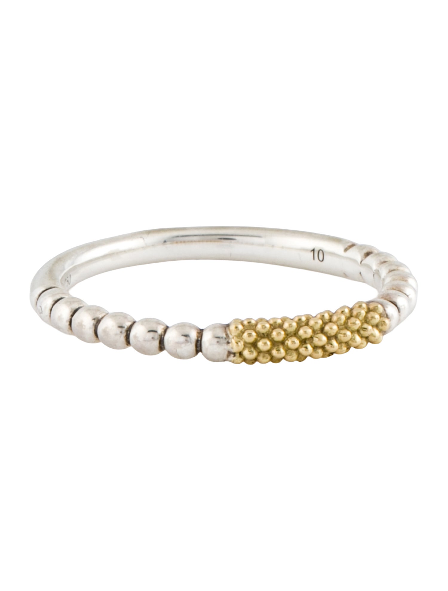Lagos Two-Tone Caviar Stacking Ring