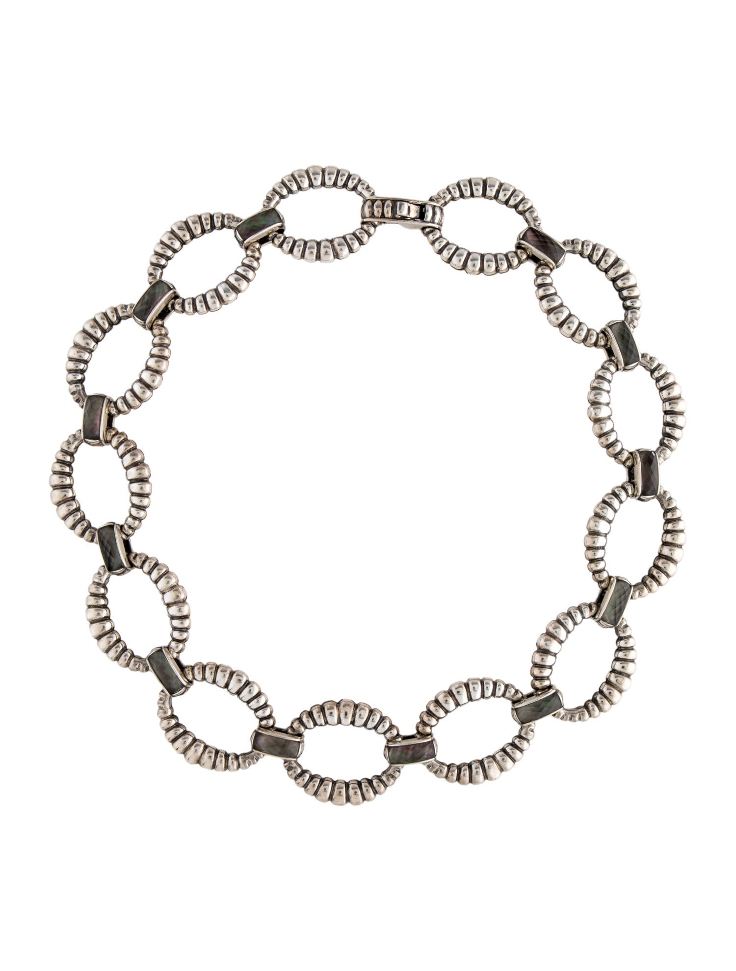 Lagos Mother of Pearl & Quartz Doublet Venus Fluted Necklace