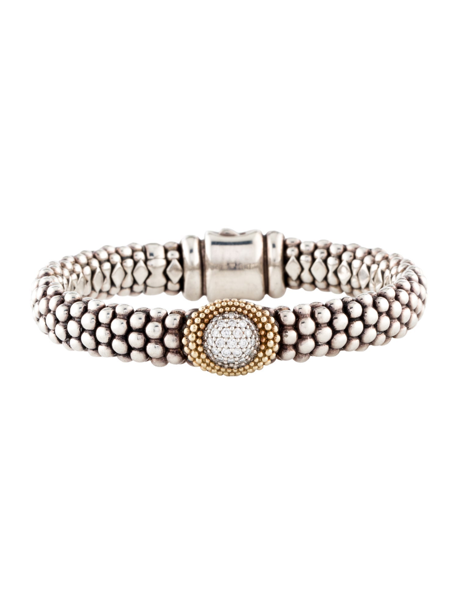 Lagos Diamond Two-Tone Oval Station Bracelet