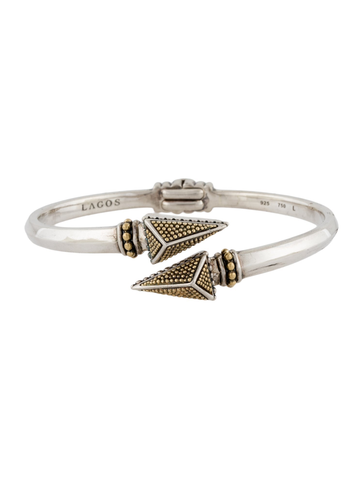 Lagos Two-Tone Caviar Pyramid Cuff Bracelet
