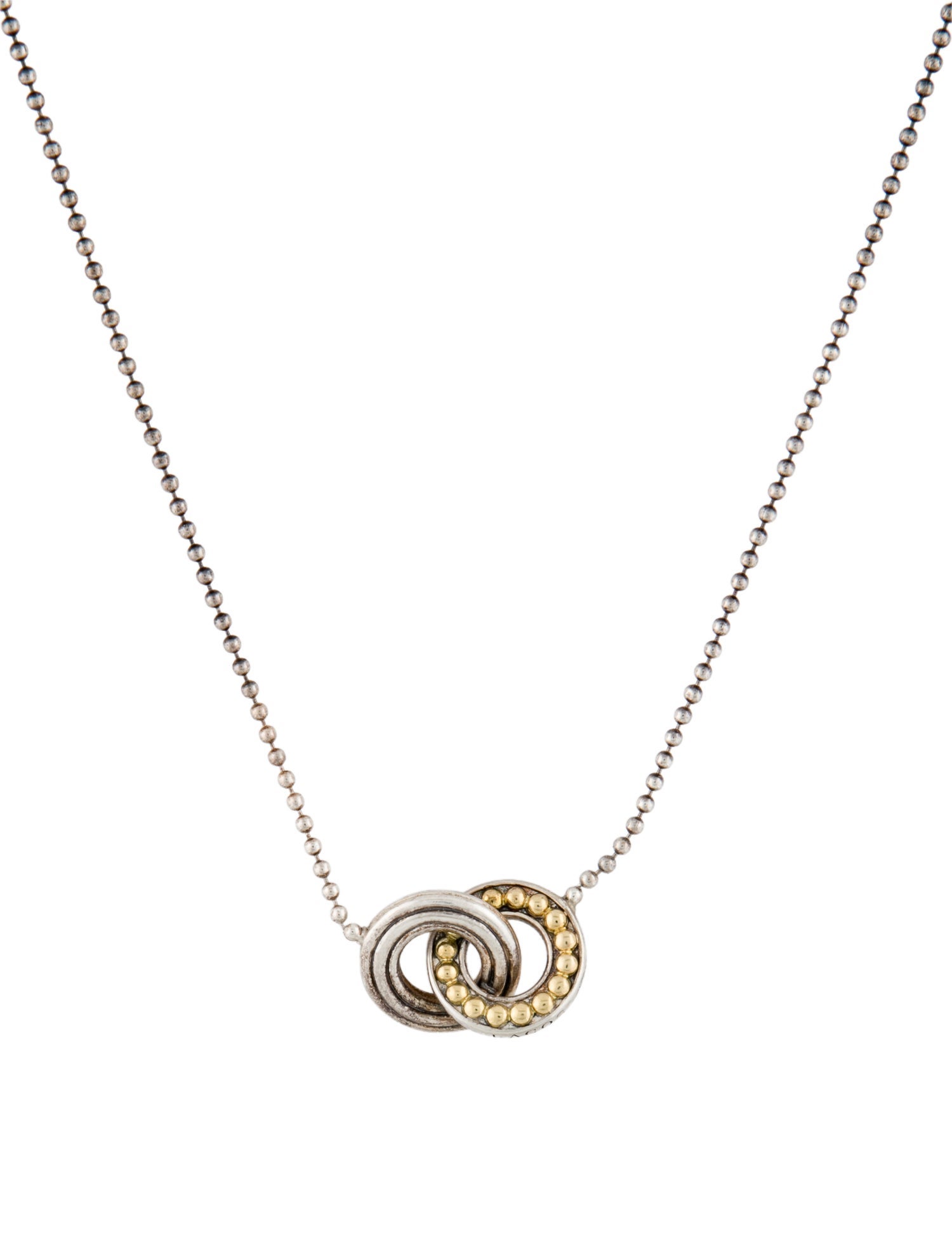 Lagos Two-Tone Enso Interlocking Circle Pendant Necklace
