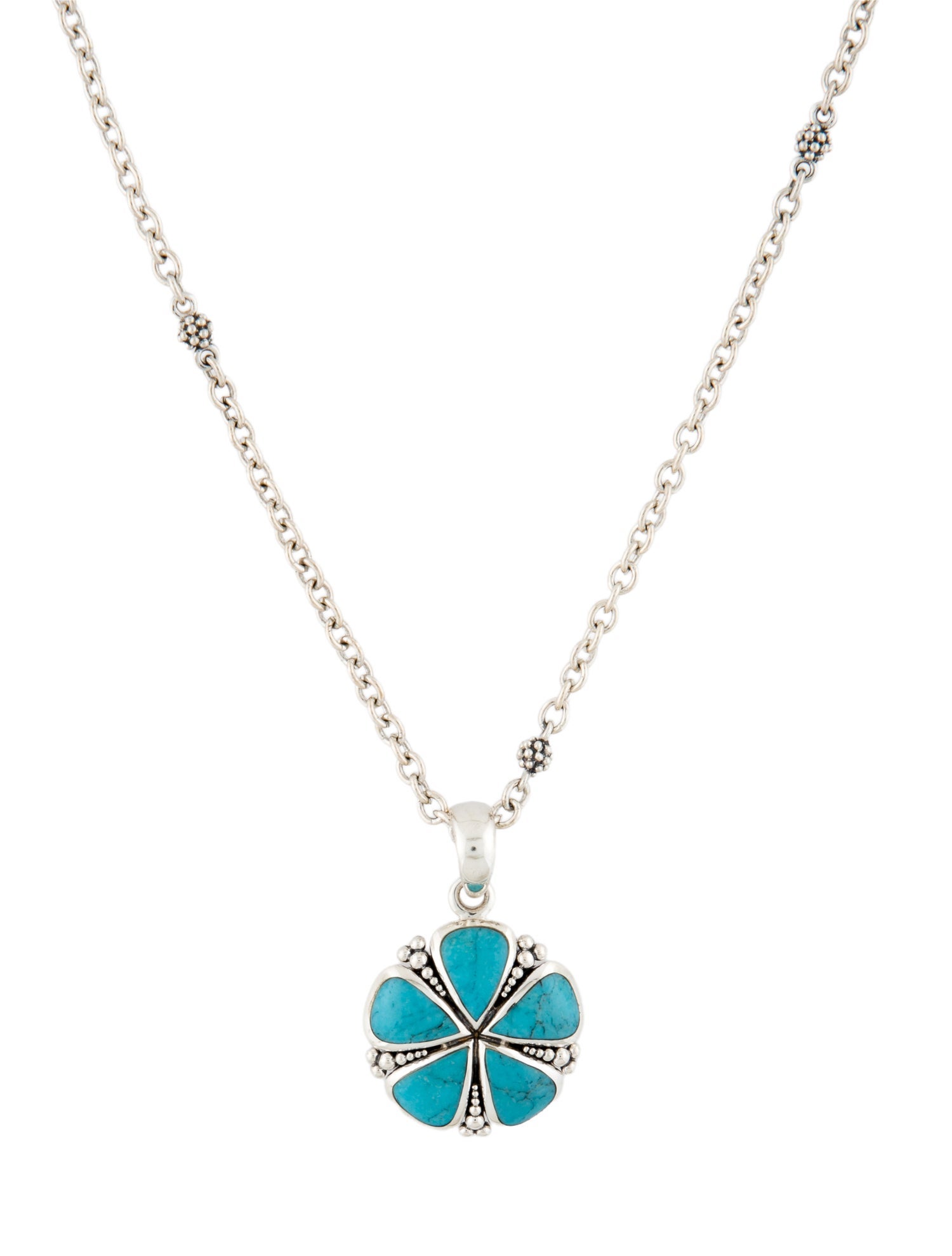 Lagos Turquoise Flower Pendant Necklace