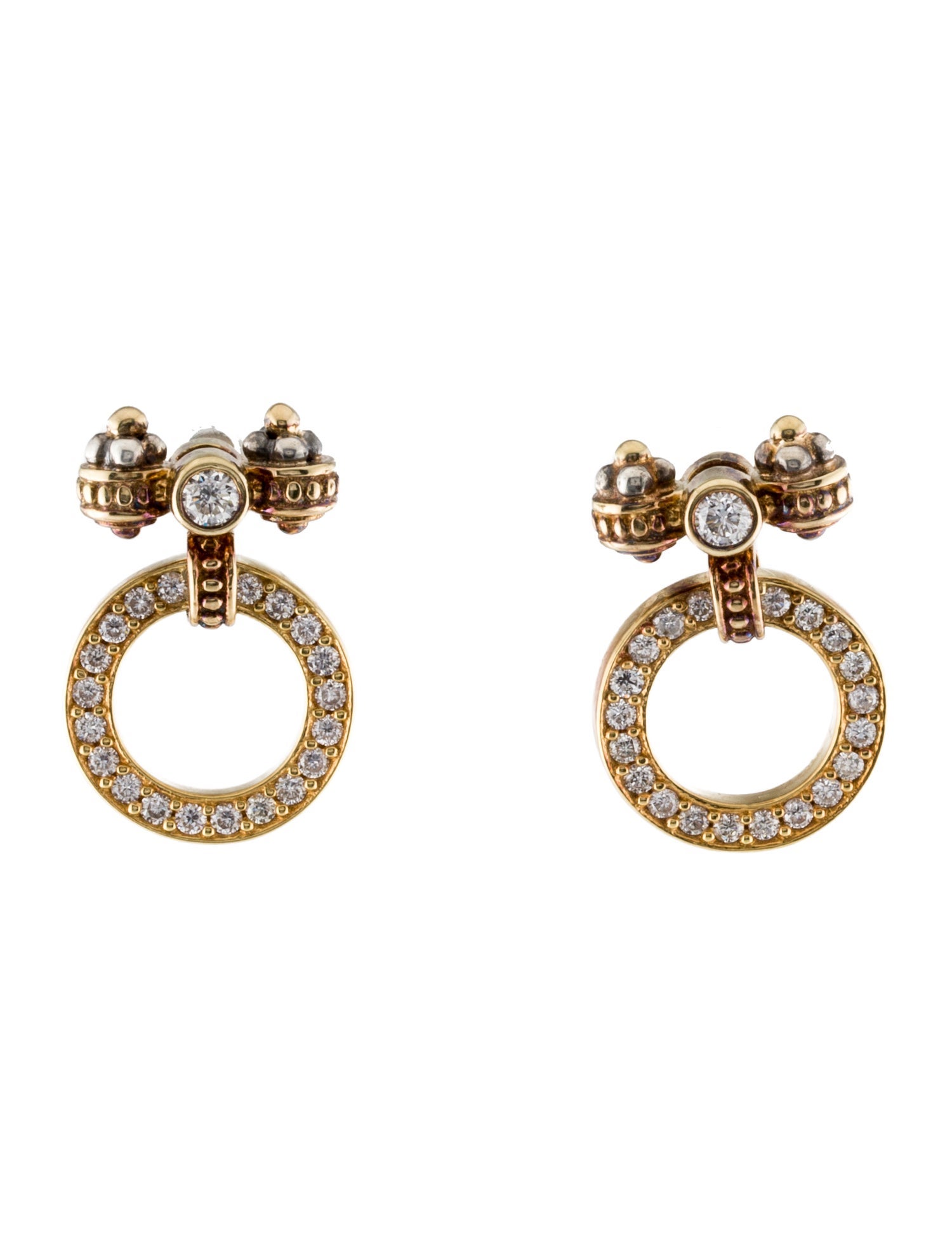 Lagos 18K Diamond Enso Circle Drop Earrings