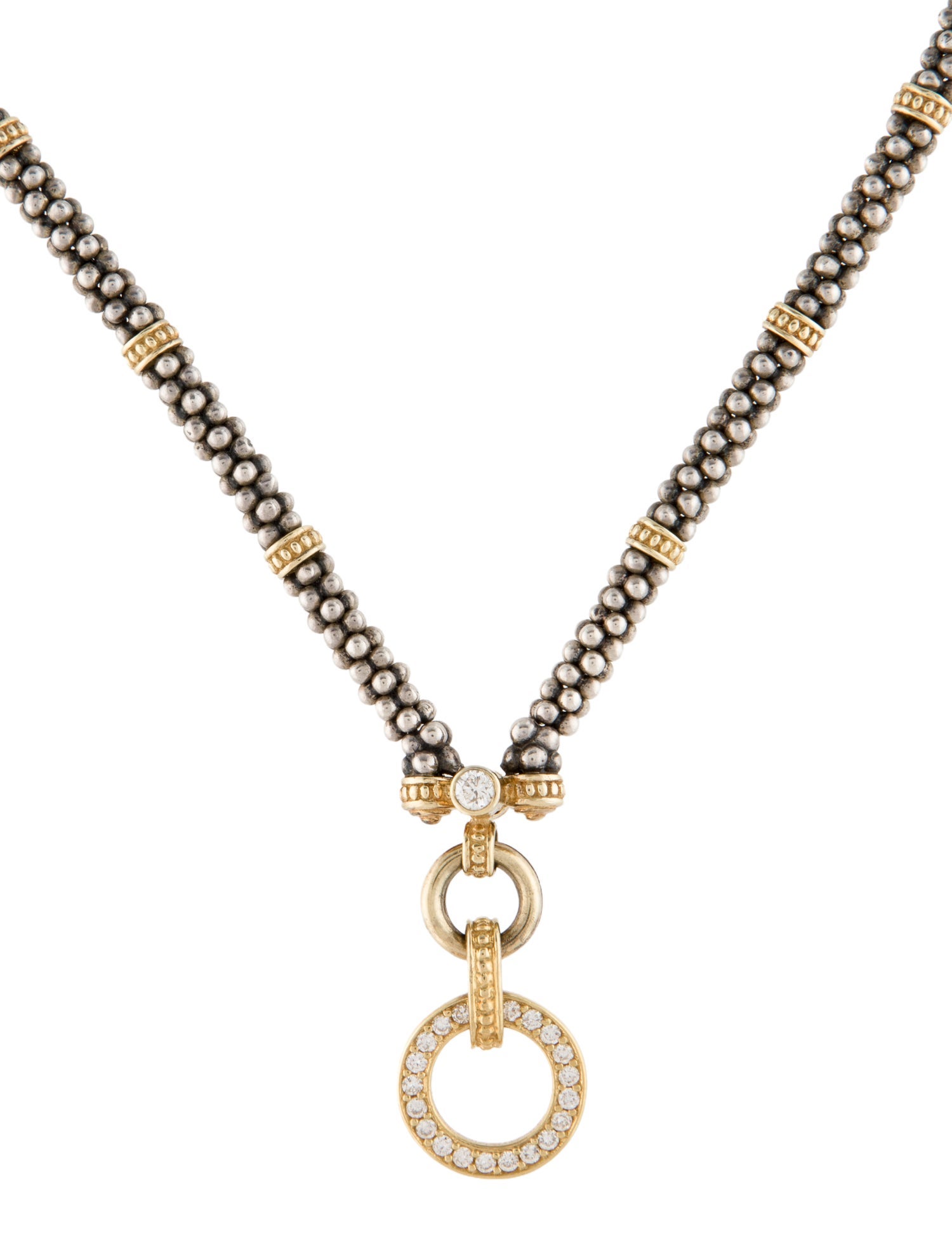 Lagos Diamond Circle Game Bead Caviar Necklace