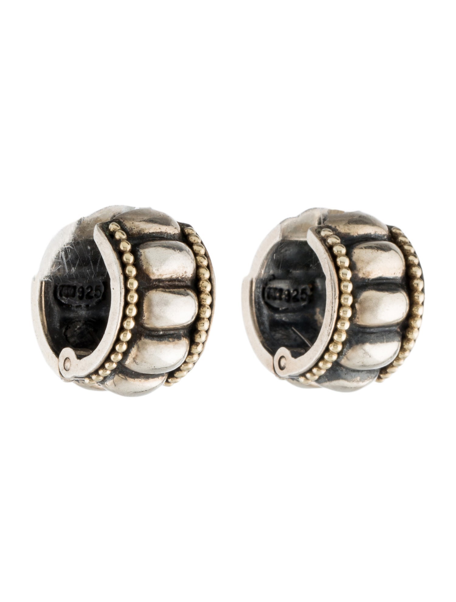 Lagos Two-Tone Caviar Huggie Earrings
