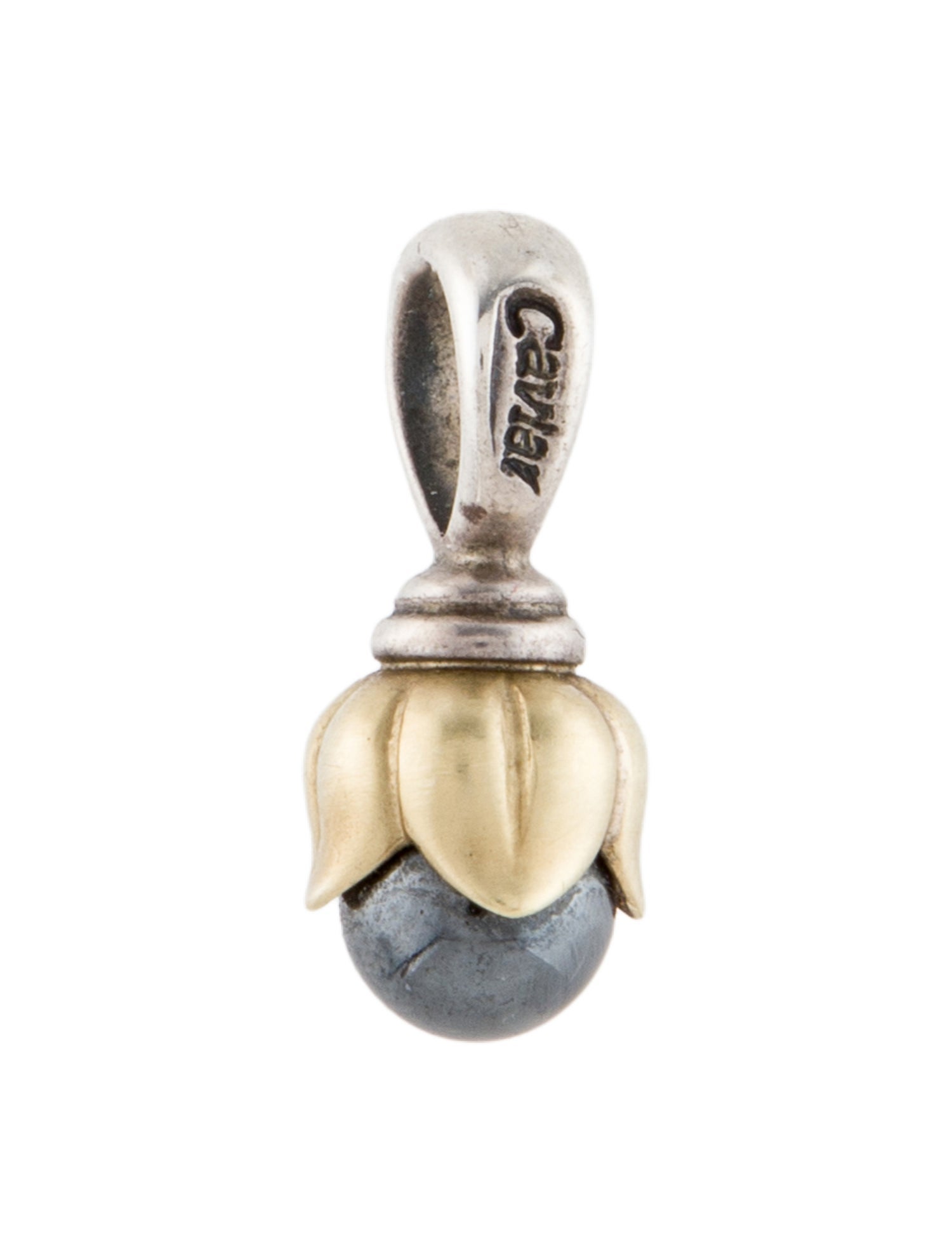 Lagos Two-Tone Hematite Caviar Tulip Pendant
