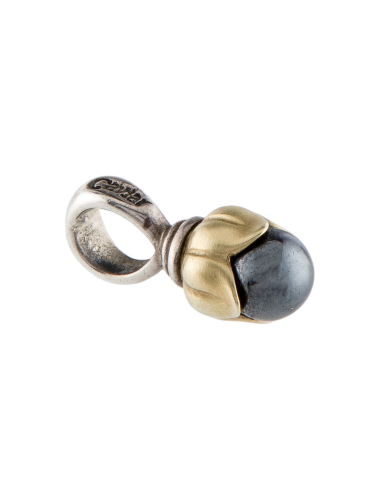 Lagos Two-Tone Hematite Caviar Tulip Pendant