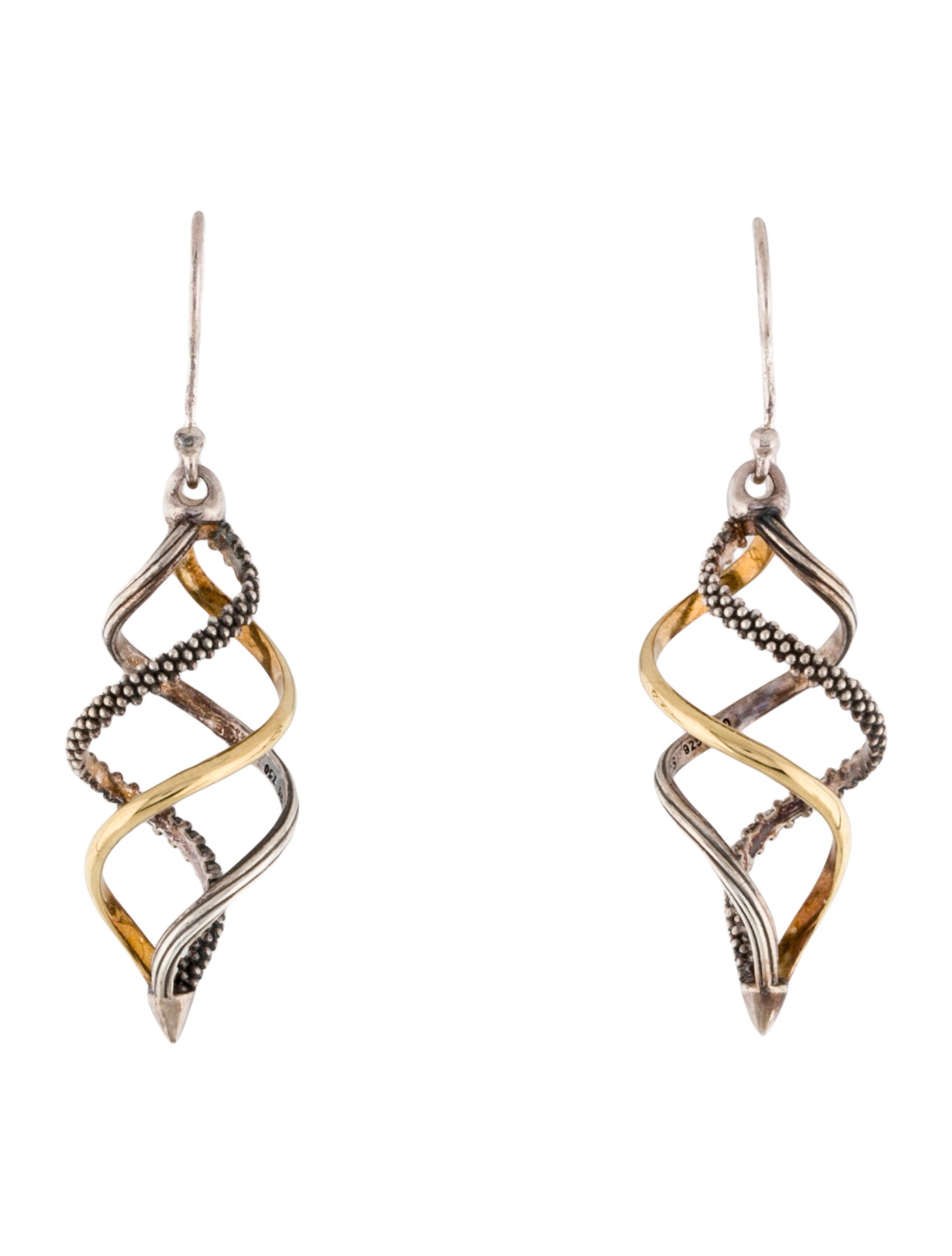Lagos Two-Tone Spiral Caviar Drop Earrings