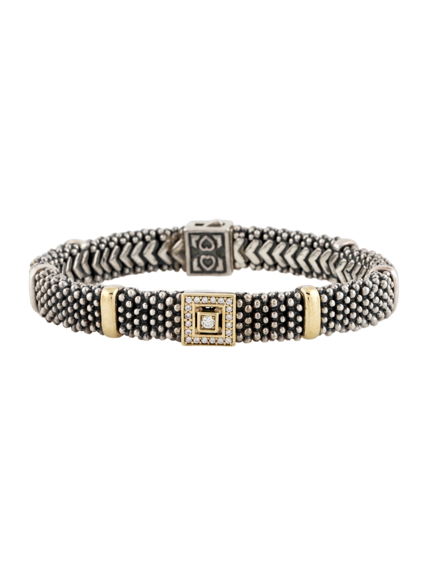 Lagos Diamond Caviar Station Link Bracelet